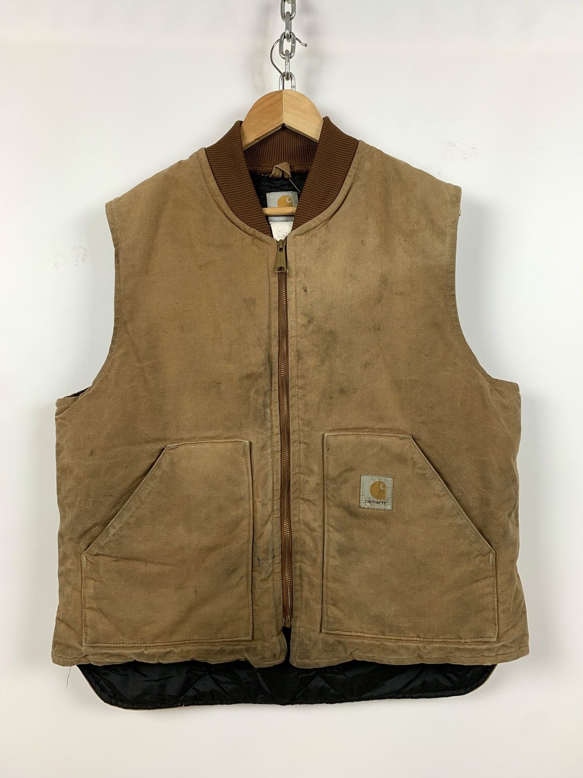 Carhartt Vintage Carhartt Quilted Workers Mustard Vest Size US XL / EU 56 / 4 - 1 Thumbnail