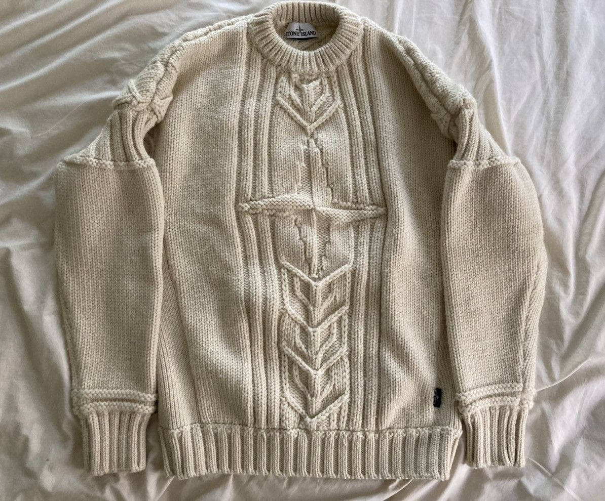 image of Stone Island Fisherman Sweater in Off White, Men's (Size Small)