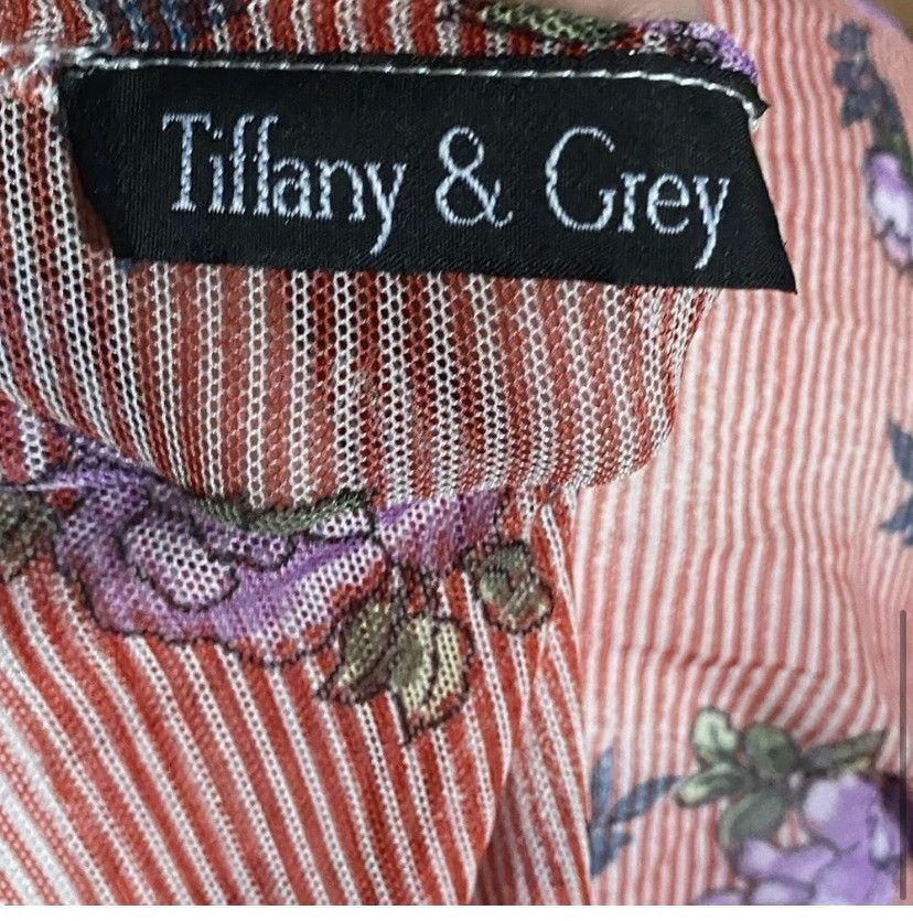 Vintage Tiffany & Grey, Retro, Red, Sheer, Striped Kimono/Cardigan Size ONE SIZE - 10 Thumbnail