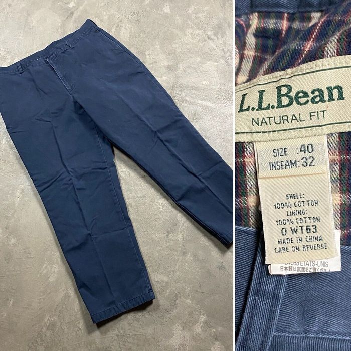 Vintage LL BEAN Flannel Lined WORK PANTS Navy 40x30 VTG 90s Straight ...