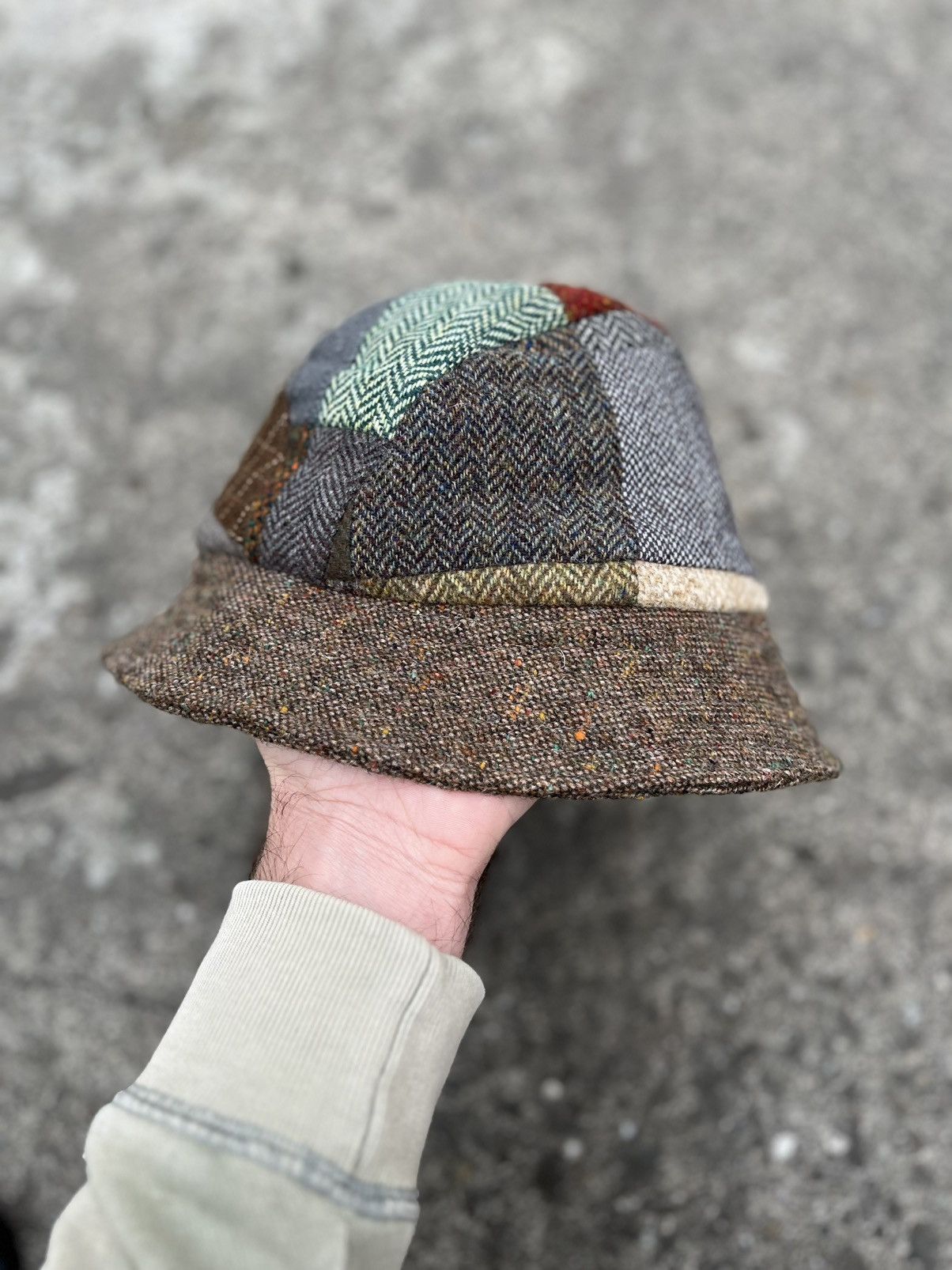 Vintage Vintage Handcrafted by Hanna Hats Patchwork Tweed Bucket Hat Size ONE SIZE - 7 Thumbnail