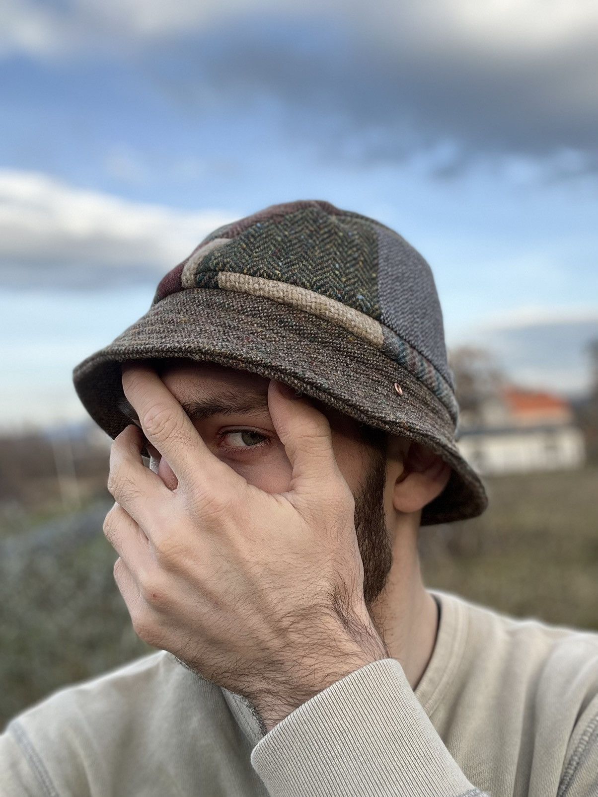 Vintage Vintage Handcrafted by Hanna Hats Patchwork Tweed Bucket Hat Size ONE SIZE - 4 Thumbnail