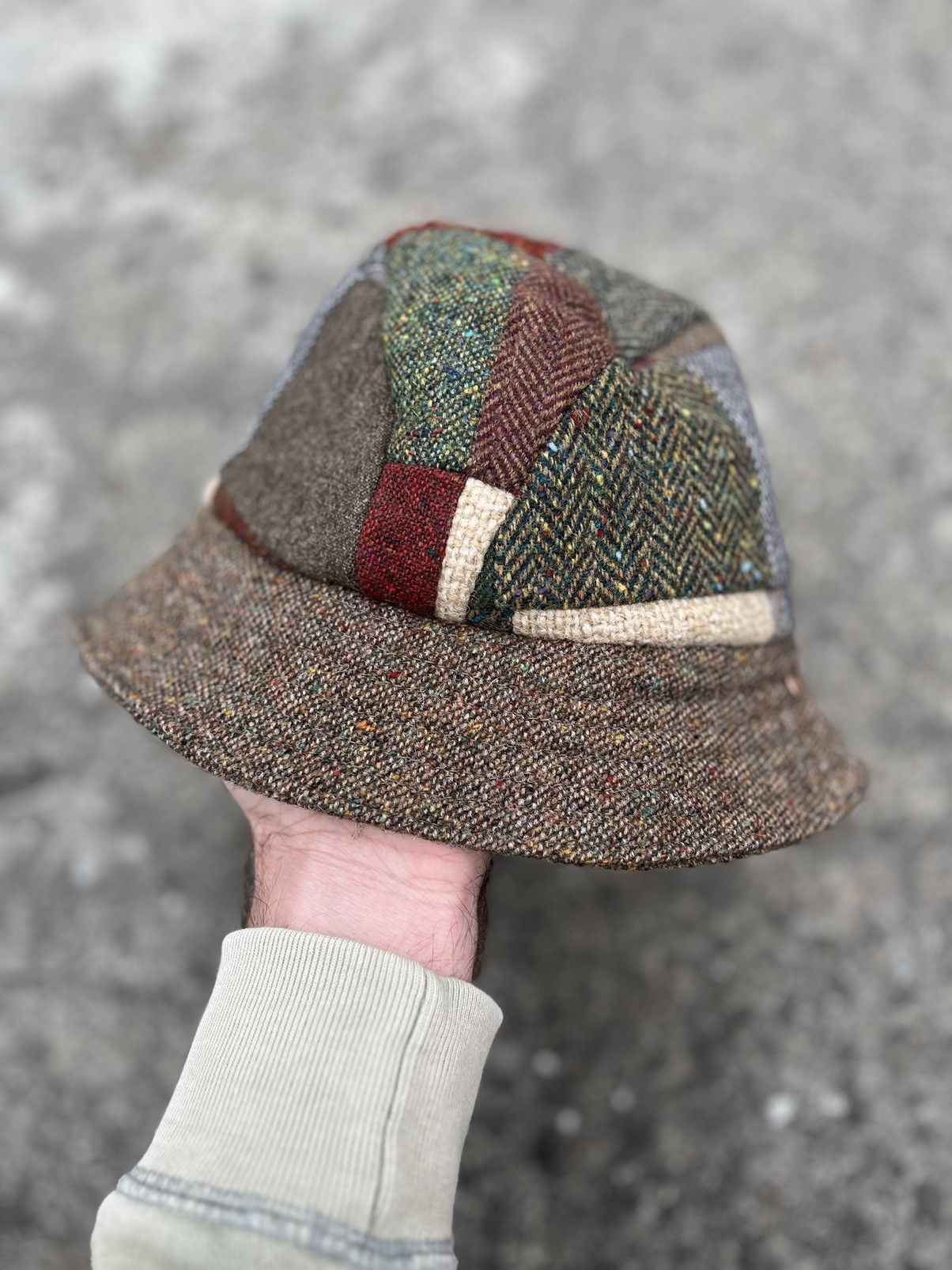 Vintage Vintage Handcrafted by Hanna Hats Patchwork Tweed Bucket Hat Size ONE SIZE - 9 Thumbnail