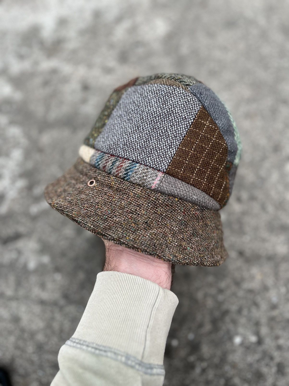 Vintage Vintage Handcrafted by Hanna Hats Patchwork Tweed Bucket Hat Size ONE SIZE - 8 Thumbnail