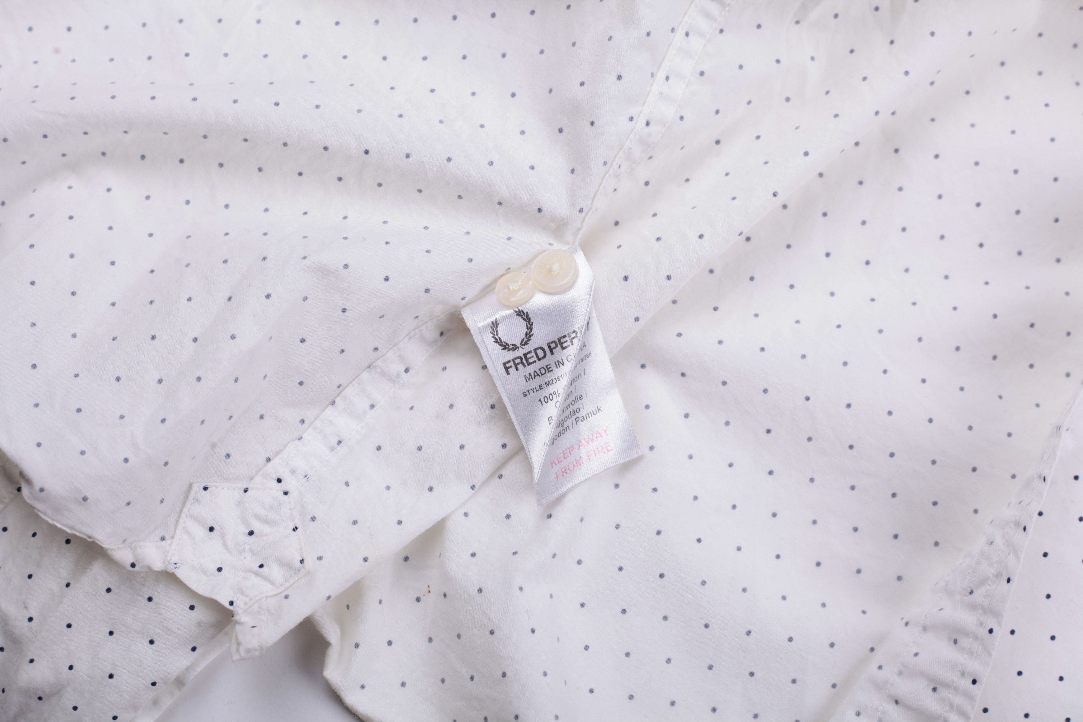 Fred Perry Fred Perry White Dotted Long Sleeve Shirt Size S Slim Fit Size US S / EU 44-46 / 1 - 8 Thumbnail