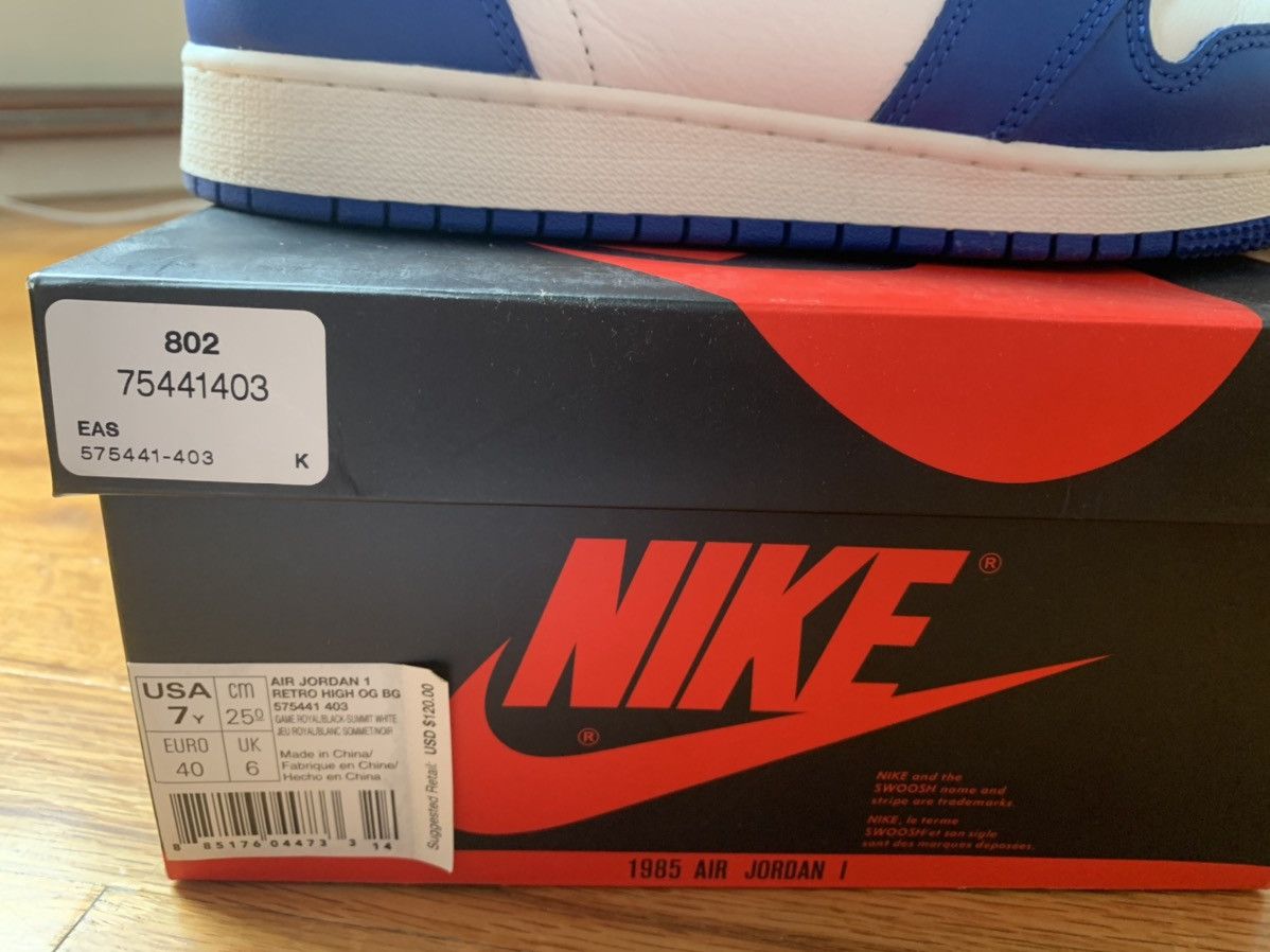 Jordan Brand Air Jordan 1 Retro High OG BG Game Royal 7Y Size US 7 / EU 40 - 8 Thumbnail