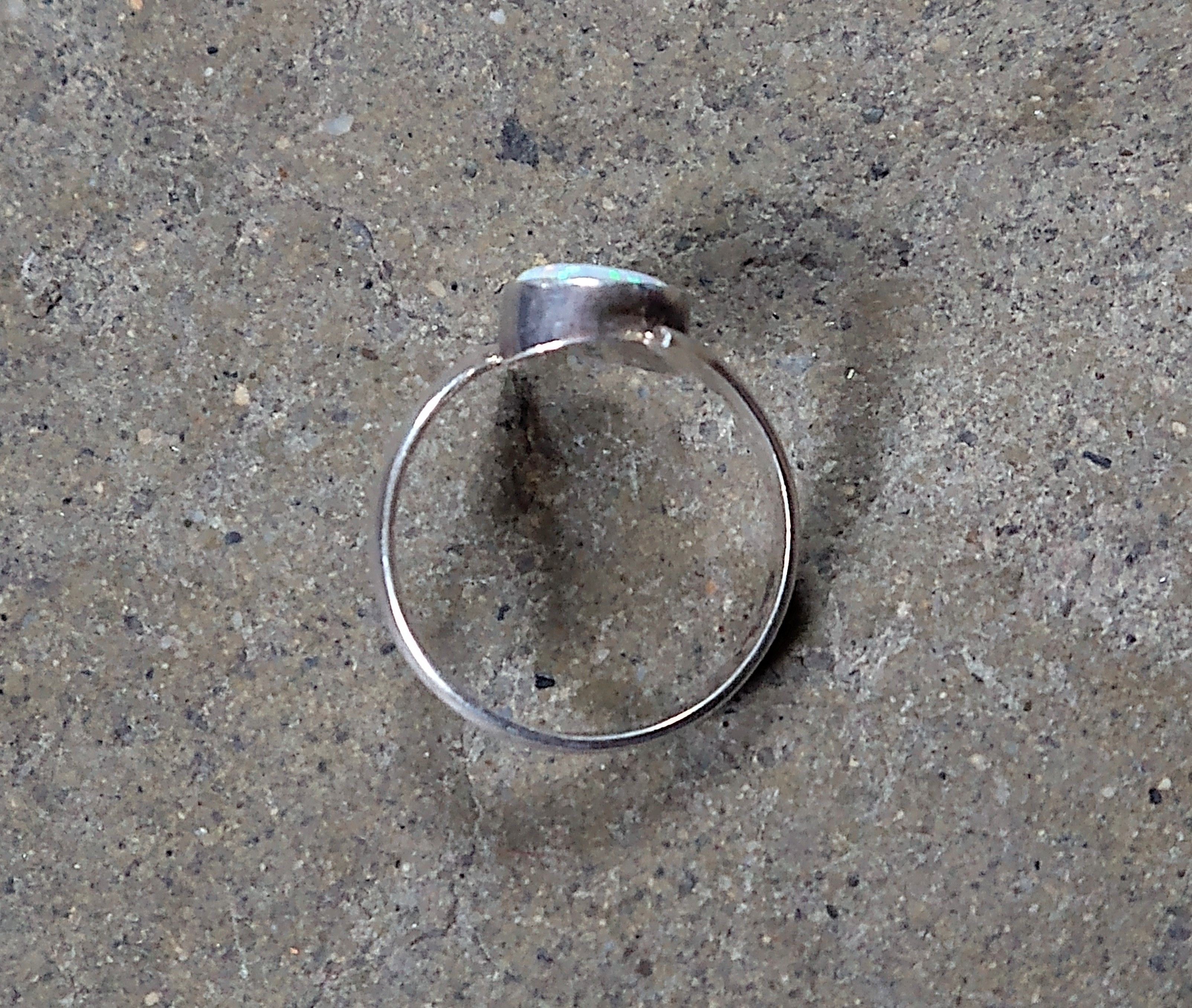 Jewelry Sterling Silver Ring Faux Fire Opal 7.5 Modern Bypass Size ONE SIZE - 8 Thumbnail