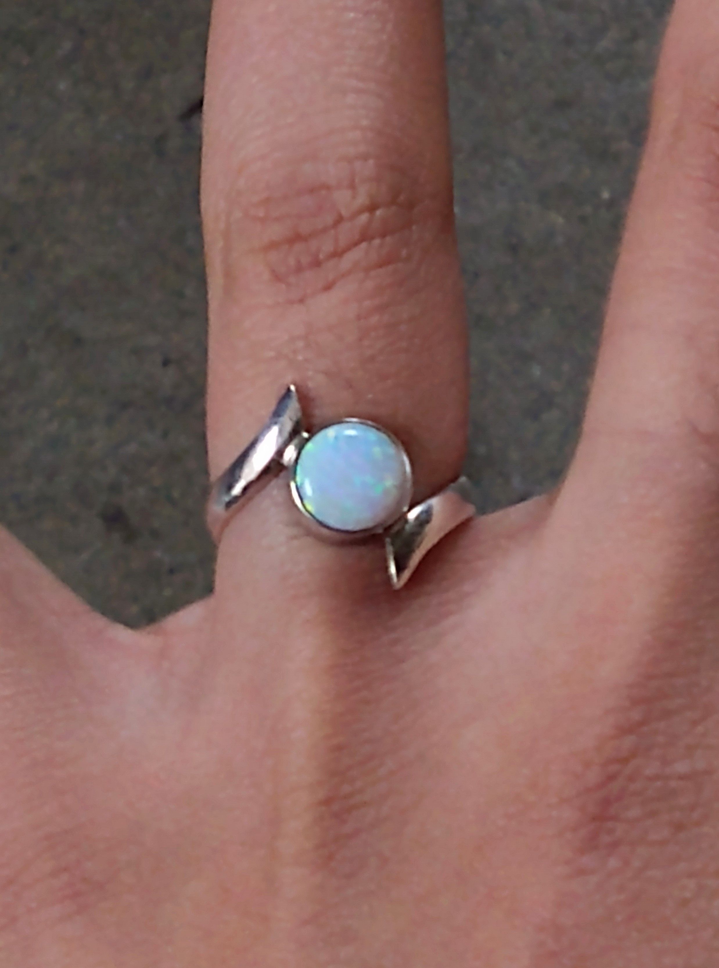 Jewelry Sterling Silver Ring Faux Fire Opal 7.5 Modern Bypass Size ONE SIZE - 9 Thumbnail