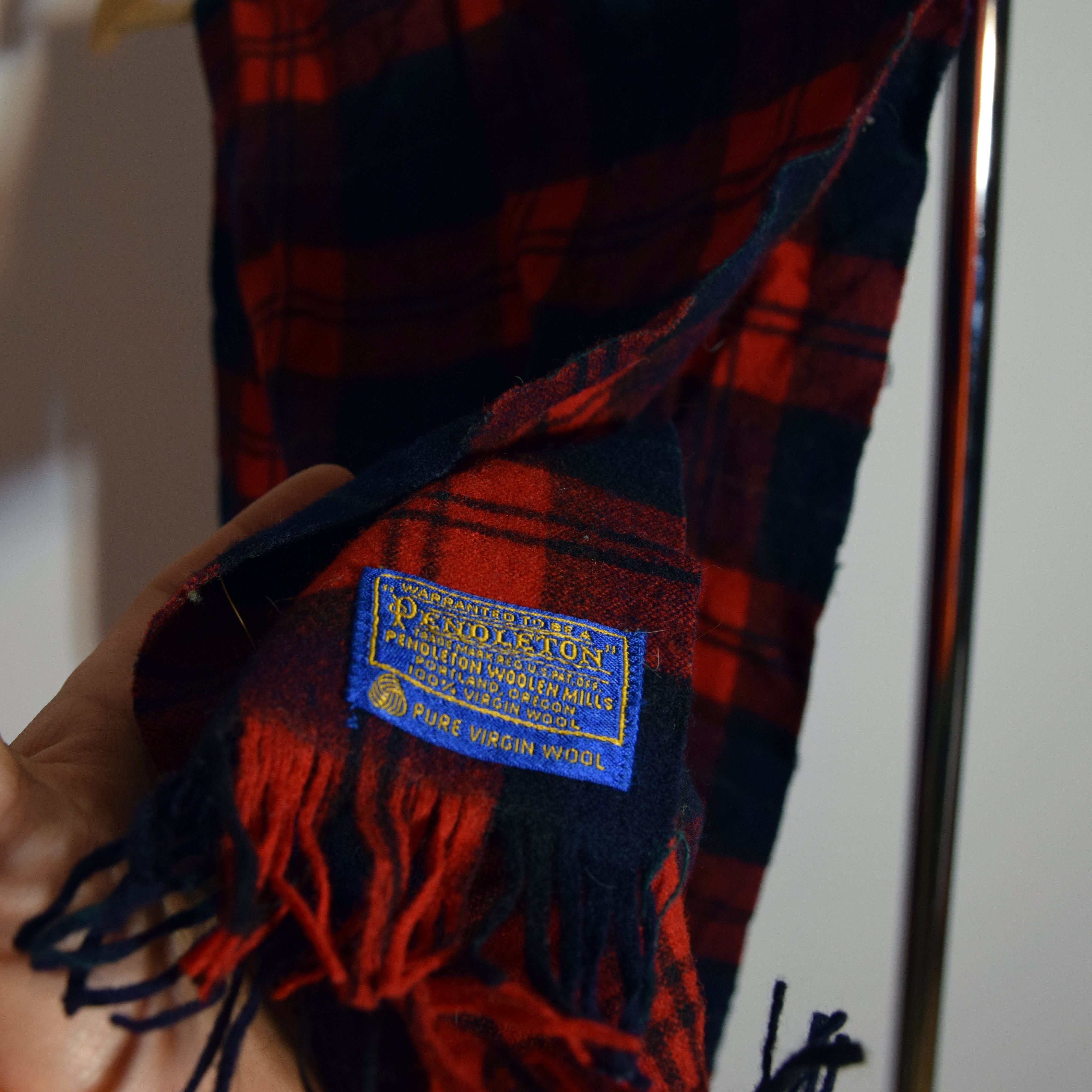 Pendleton × Vintage Virgin Wool Red Check Pendelton Vintage Cozy Scarf One Size Size ONE SIZE - 8 Thumbnail