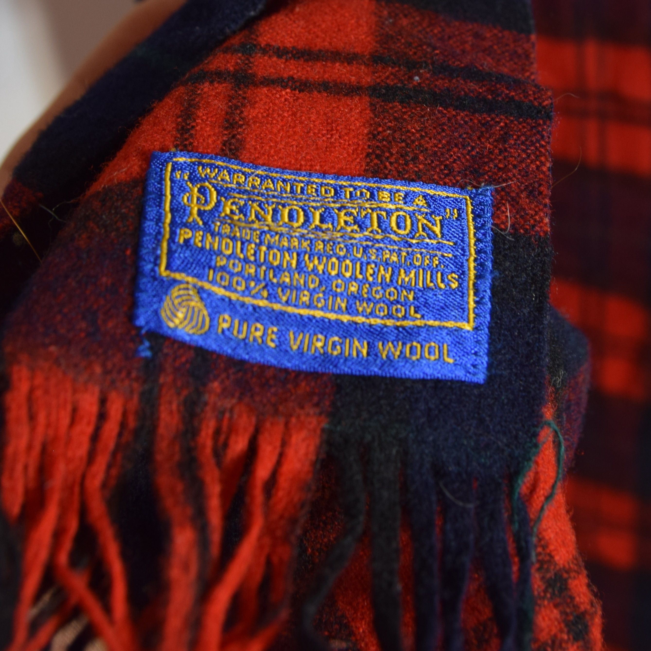 Pendleton × Vintage Virgin Wool Red Check Pendelton Vintage Cozy Scarf One Size Size ONE SIZE - 9 Thumbnail
