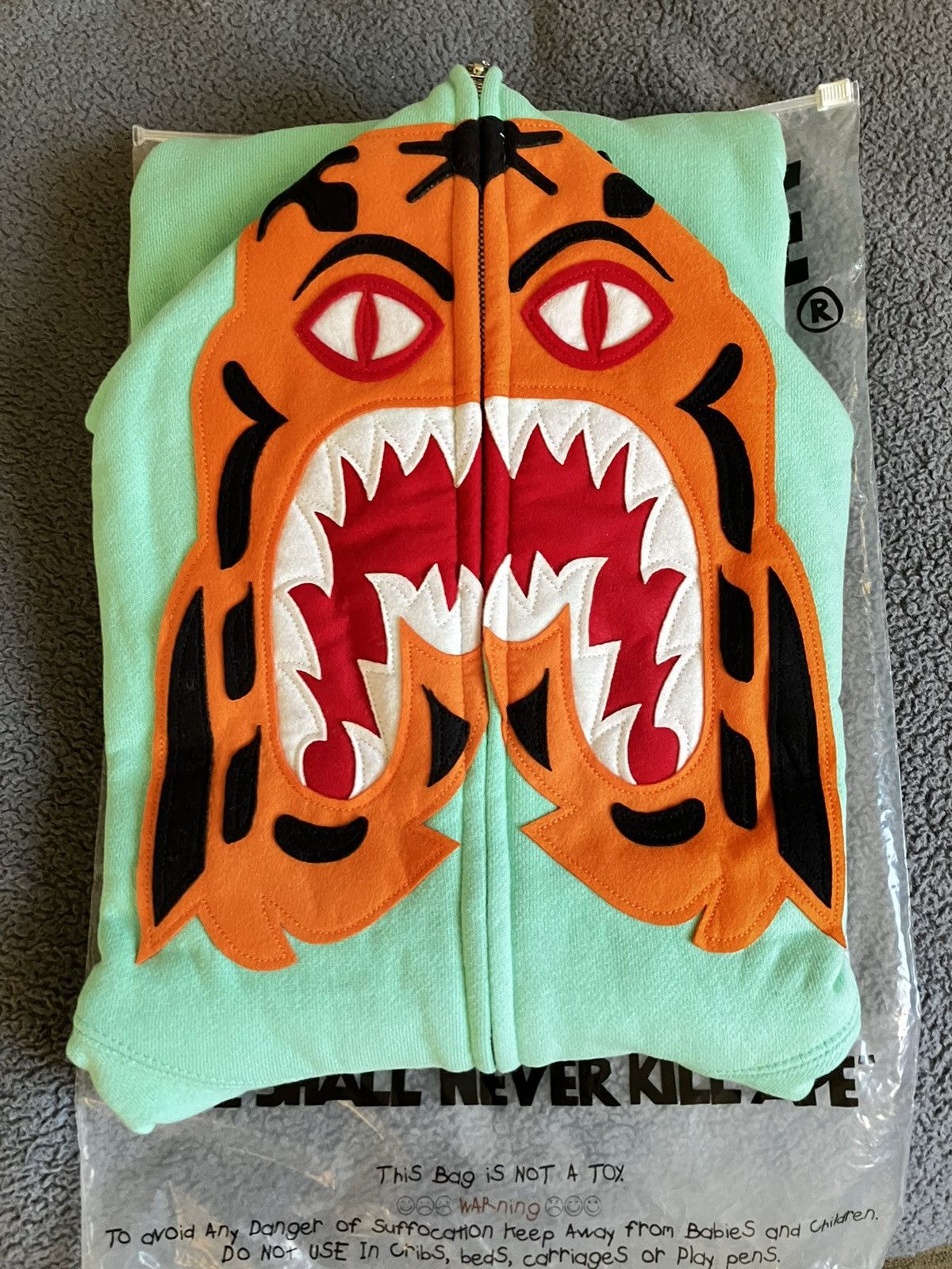 OG RARE 2008 BAPE EMERALD/MINT TIGER FULL ZIP DS SIZE M