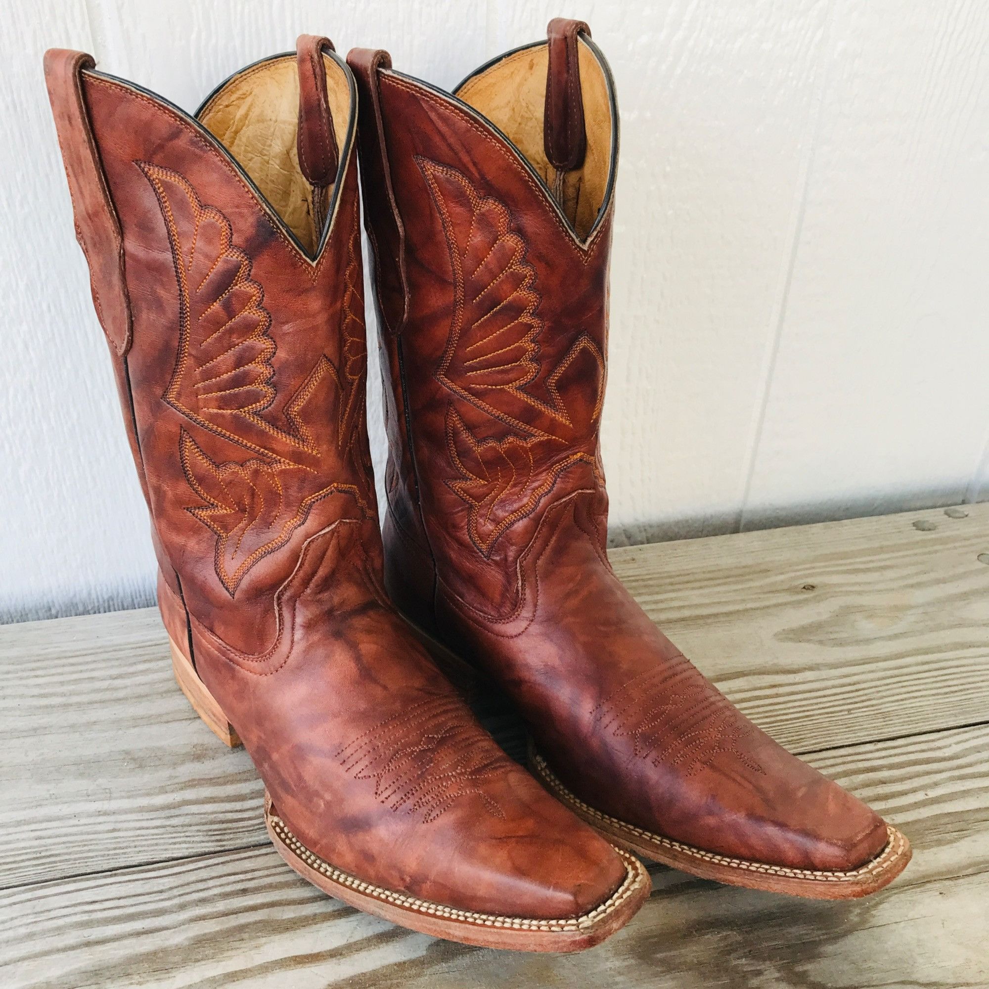 Unkwn Mexican Pointy Cowboy Western Boots Mens US 10.5 MX 29.5 Bro ...