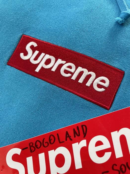 2009 Supreme Teal Blue Box Logo Hoodie