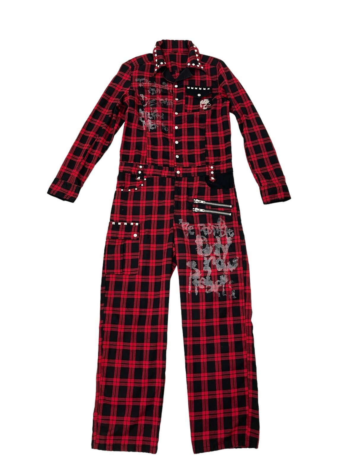 Japanese Brand Punk Jumpsuit Sex Pot Revenge Tartan Skulls 4🟩2 Size US S / EU 44-46 / 1 - 1 Thumbnail