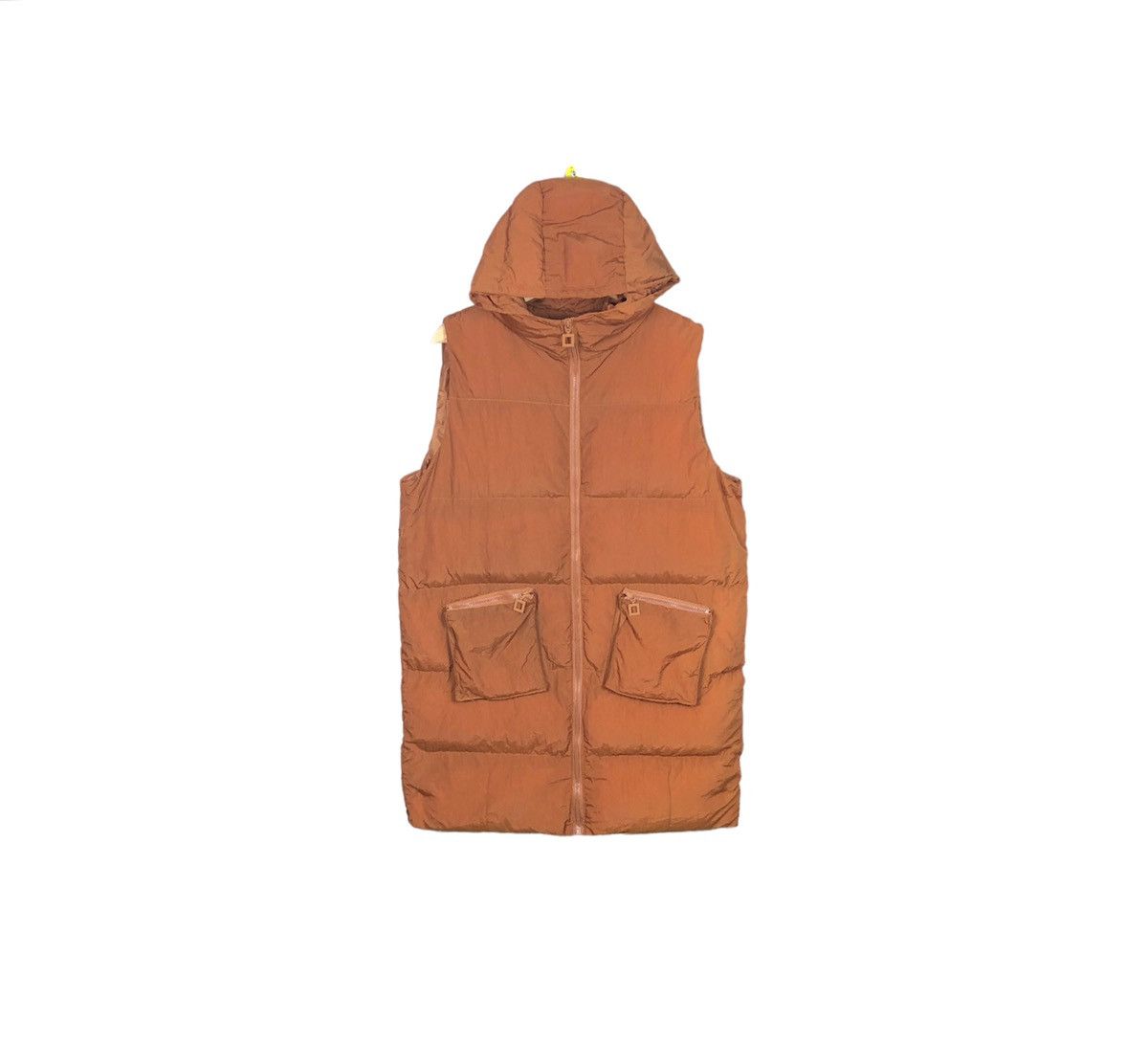 Vintage Unbranded Beige Brown Puffer Hooded Puffer Vest