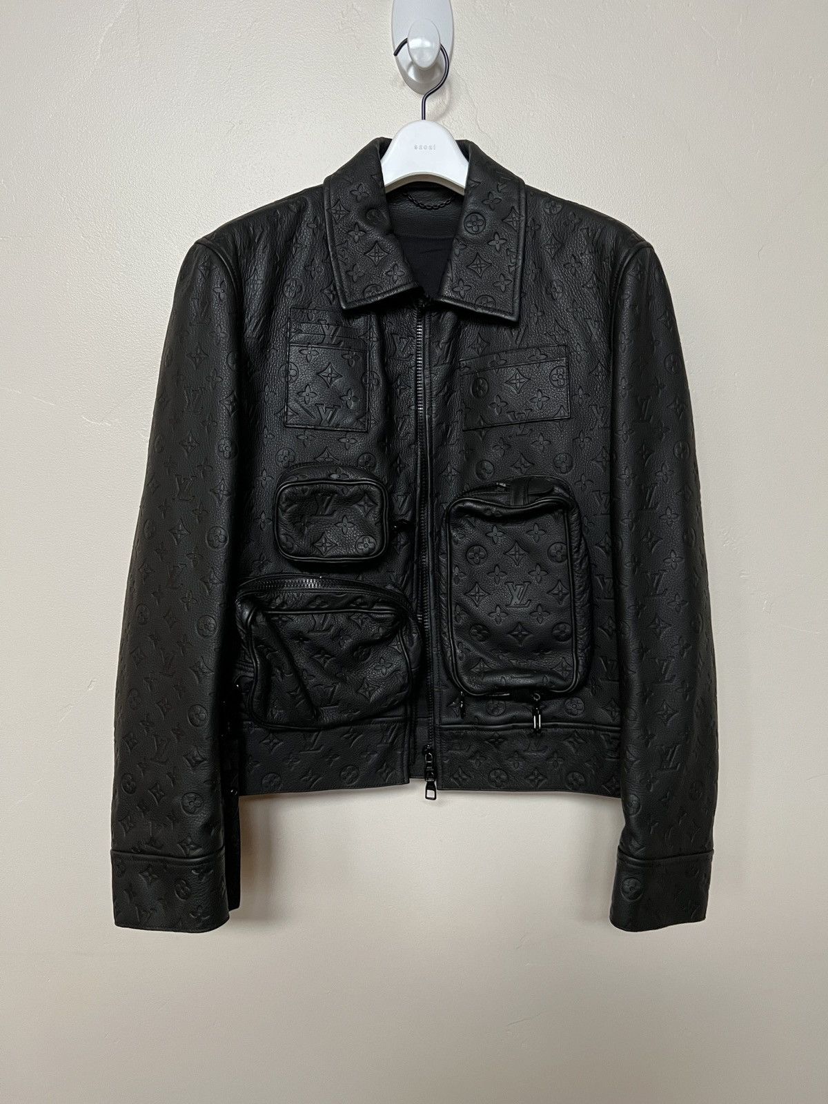 Louis Vuitton Black Monogram Leather Utility Jacket