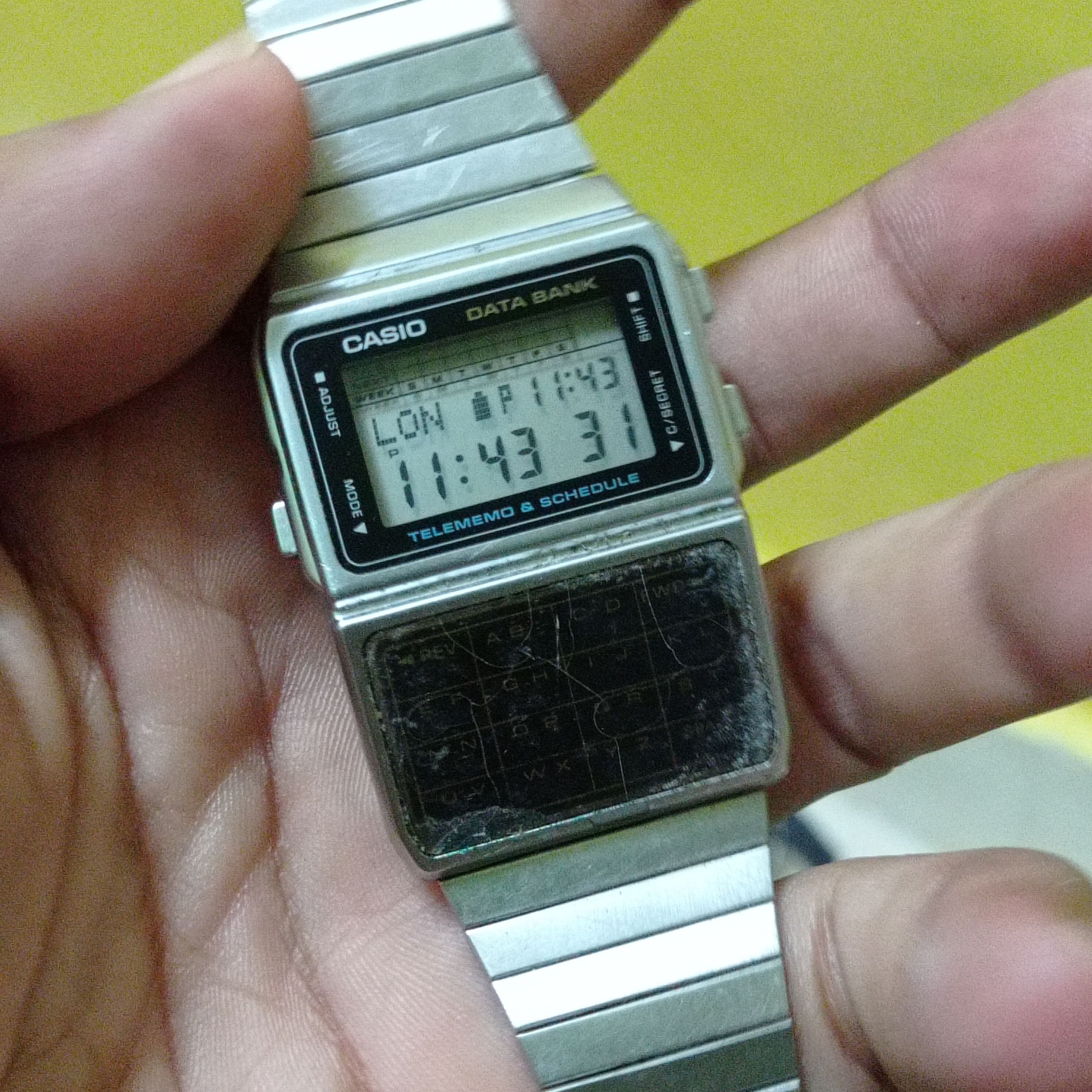 image of Retro 1990 Casio Data Bank (Dbc-610) Vintage Japanese Watch in Black/Silver, Men's