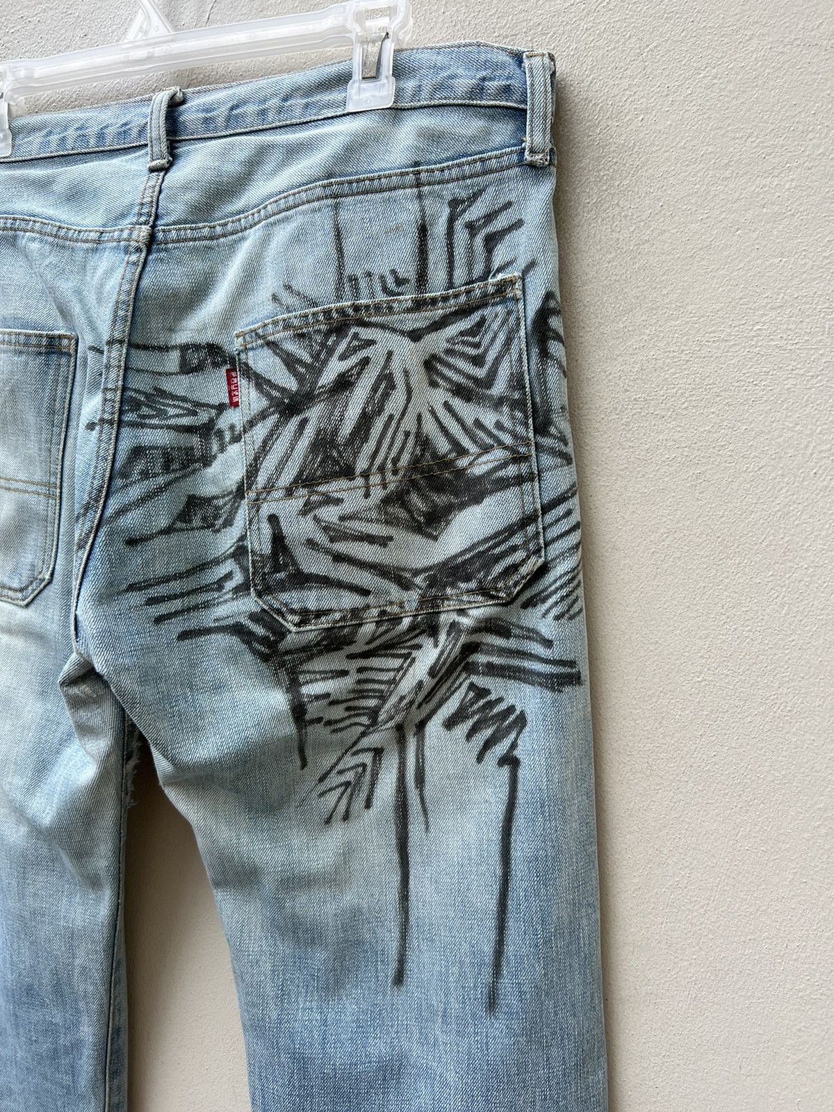 Vintage 90s Ozone Rocks Japan Fade Denim Big Straight Trashed Jeans Size US 34 / EU 50 - 18 Thumbnail