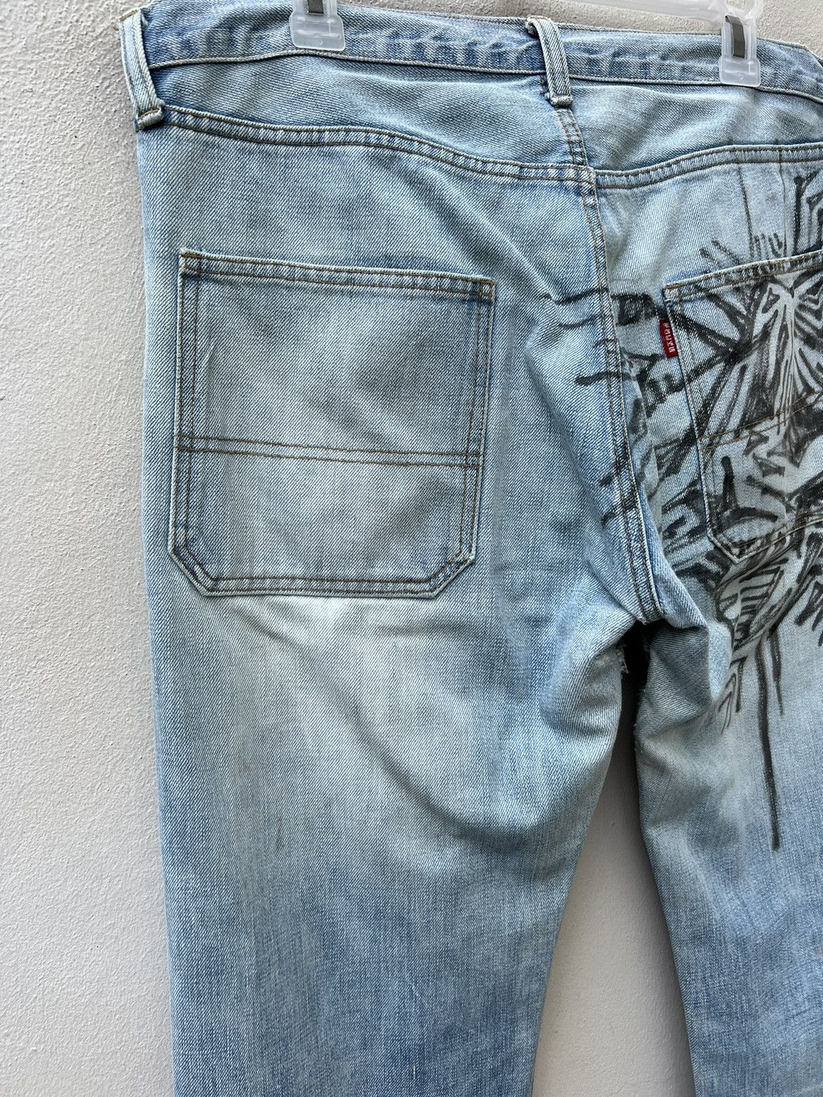 Vintage 90s Ozone Rocks Japan Fade Denim Big Straight Trashed Jeans Size US 34 / EU 50 - 15 Thumbnail