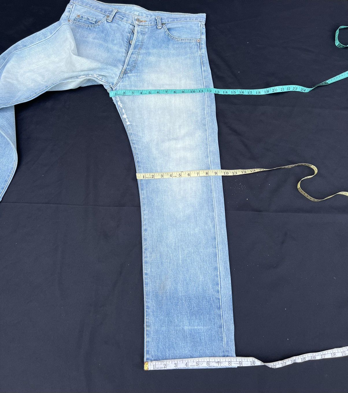 Vintage 90s Ozone Rocks Japan Fade Denim Big Straight Trashed Jeans Size US 34 / EU 50 - 3 Thumbnail