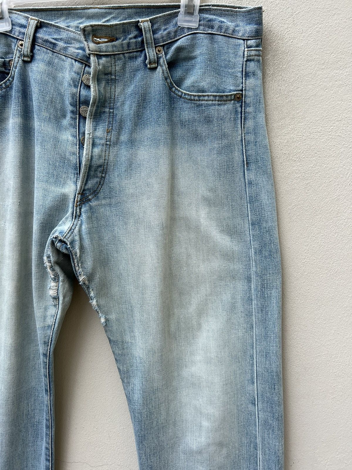Vintage 90s Ozone Rocks Japan Fade Denim Big Straight Trashed Jeans Size US 34 / EU 50 - 11 Thumbnail