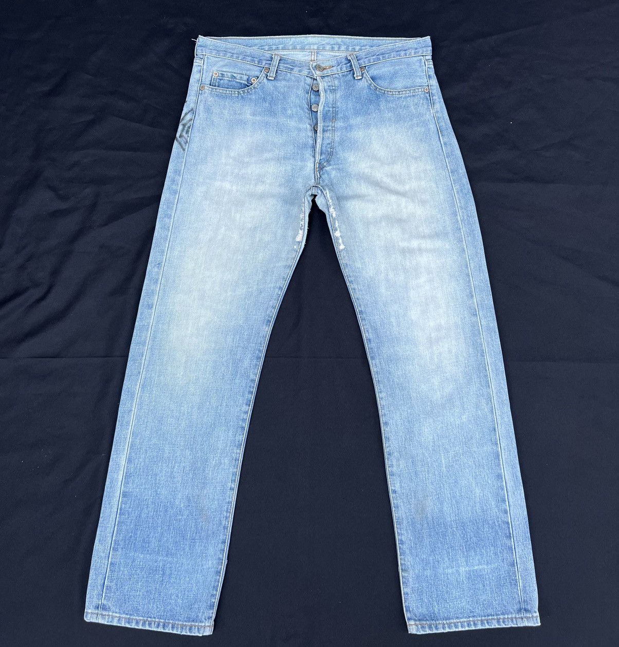 Vintage 90s Ozone Rocks Japan Fade Denim Big Straight Trashed Jeans Size US 34 / EU 50 - 1 Thumbnail