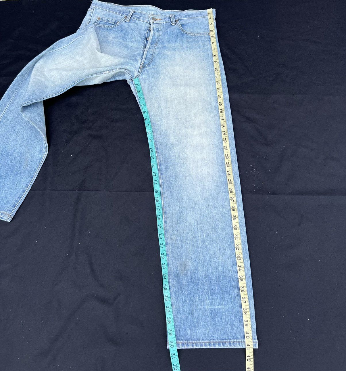 Vintage 90s Ozone Rocks Japan Fade Denim Big Straight Trashed Jeans Size US 34 / EU 50 - 4 Thumbnail