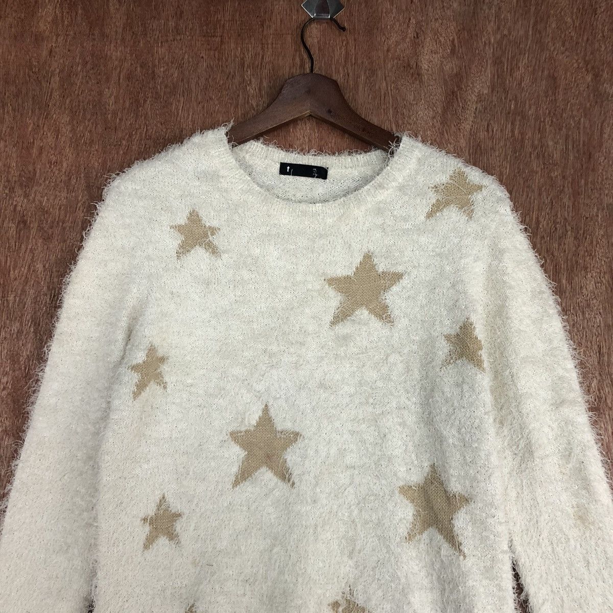 Vintage Star Pattern Mohair Knit Sweater #3113 Size M / US 6-8 / IT 42-44 - 2 Thumbnail