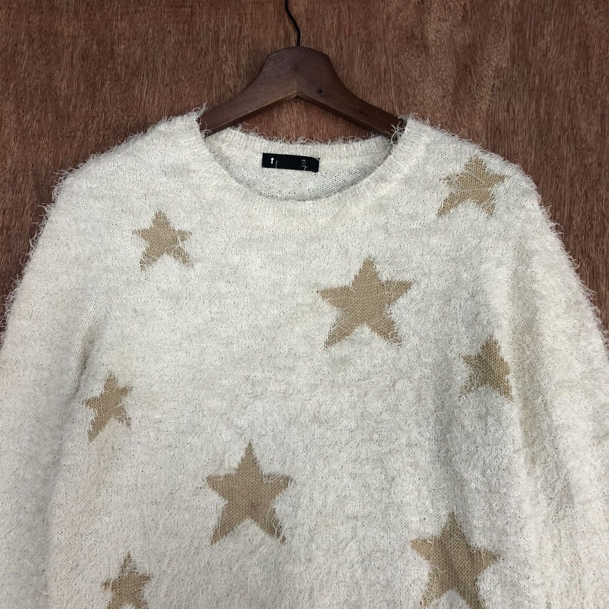 Vintage Star Pattern Mohair Knit Sweater #3113 Size M / US 6-8 / IT 42-44 - 8 Thumbnail
