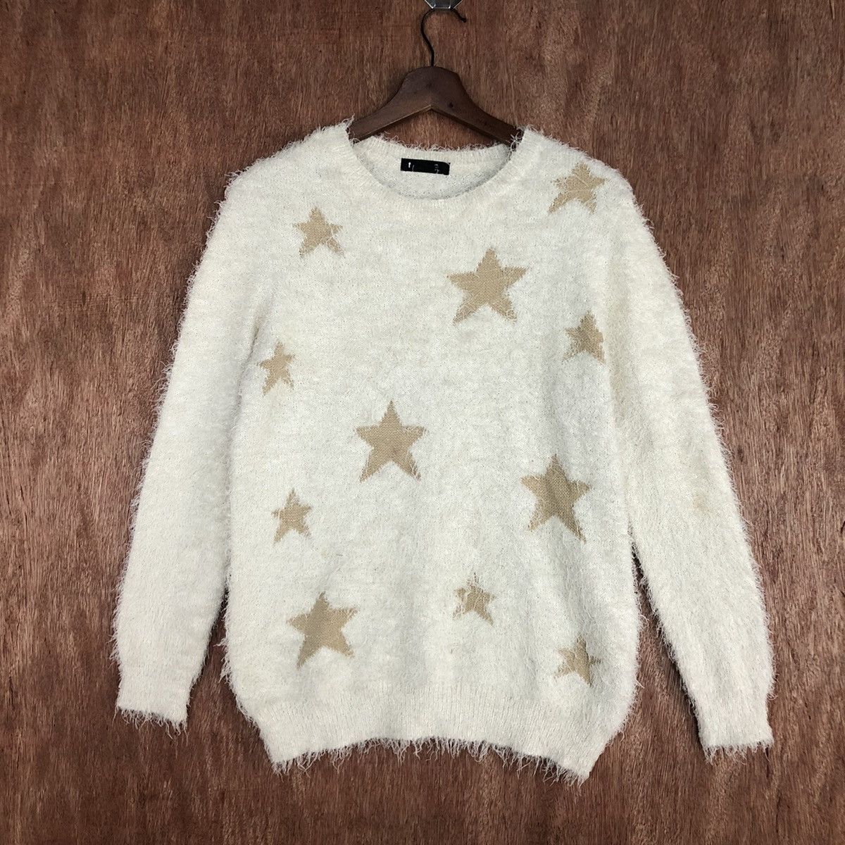 Vintage Star Pattern Mohair Knit Sweater #3113 Size M / US 6-8 / IT 42-44 - 1 Thumbnail