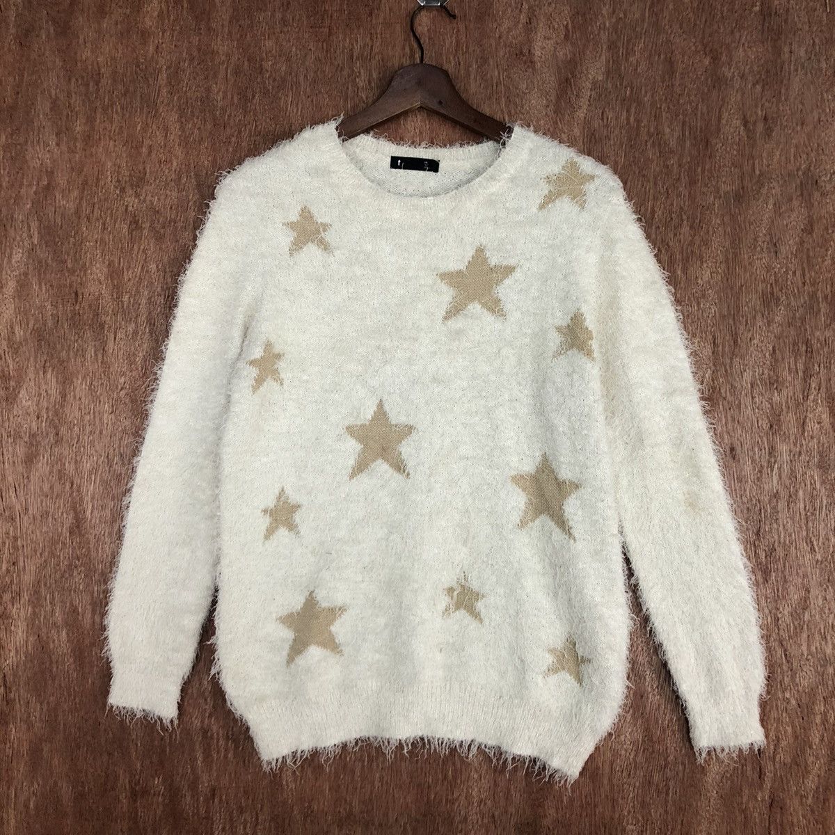 Vintage Star Pattern Mohair Knit Sweater #3113 Size M / US 6-8 / IT 42-44 - 3 Thumbnail