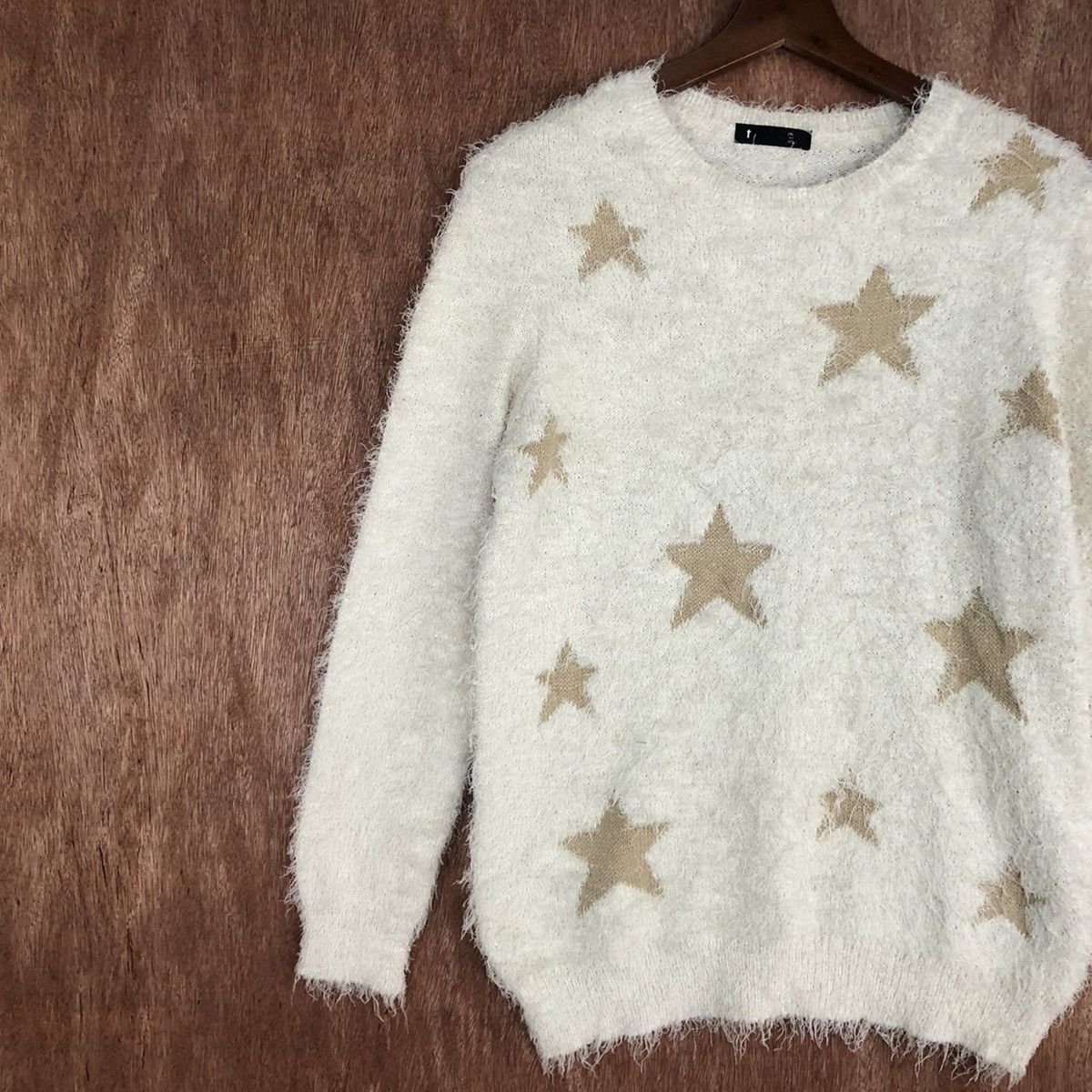 Vintage Star Pattern Mohair Knit Sweater #3113 Size M / US 6-8 / IT 42-44 - 7 Thumbnail