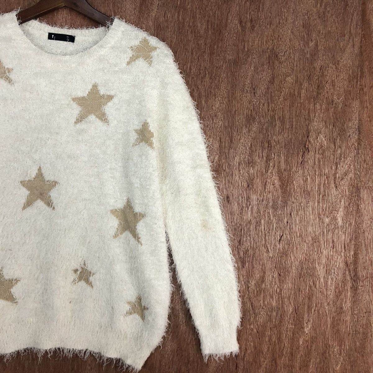 Vintage Star Pattern Mohair Knit Sweater #3113 Size M / US 6-8 / IT 42-44 - 5 Thumbnail