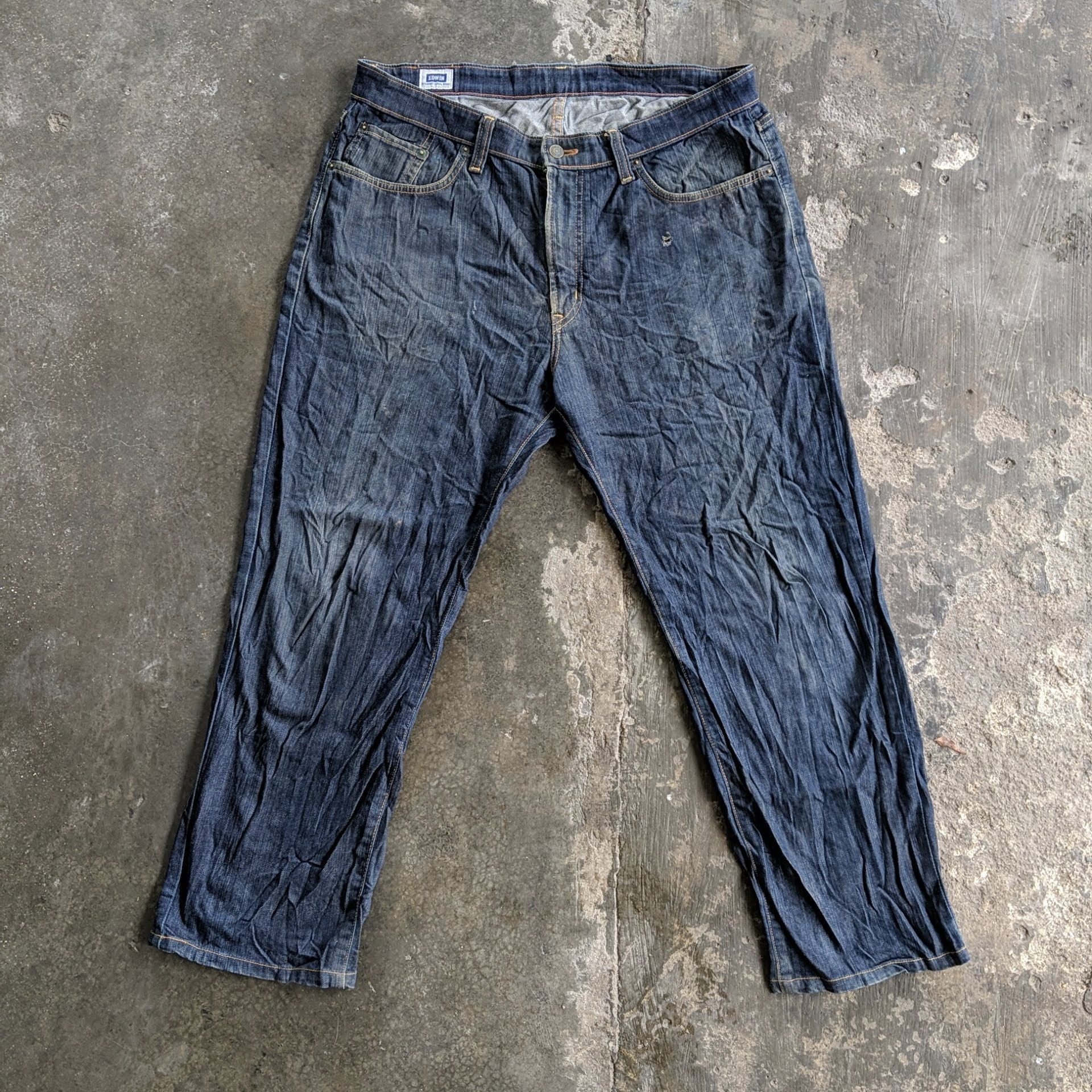 Edwin × Jean × Vintage W37 Vintage Edwin Faded Denim Jeans Sick Pants Size US 37 - 1 Thumbnail