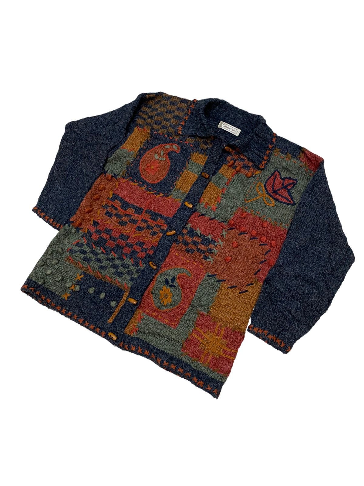 Japanese Brand × Native × Vintage Vintage Japanese Traditional Stitched Knitwear Cardigan Size US M / EU 48-50 / 2 - 2 Thumbnail