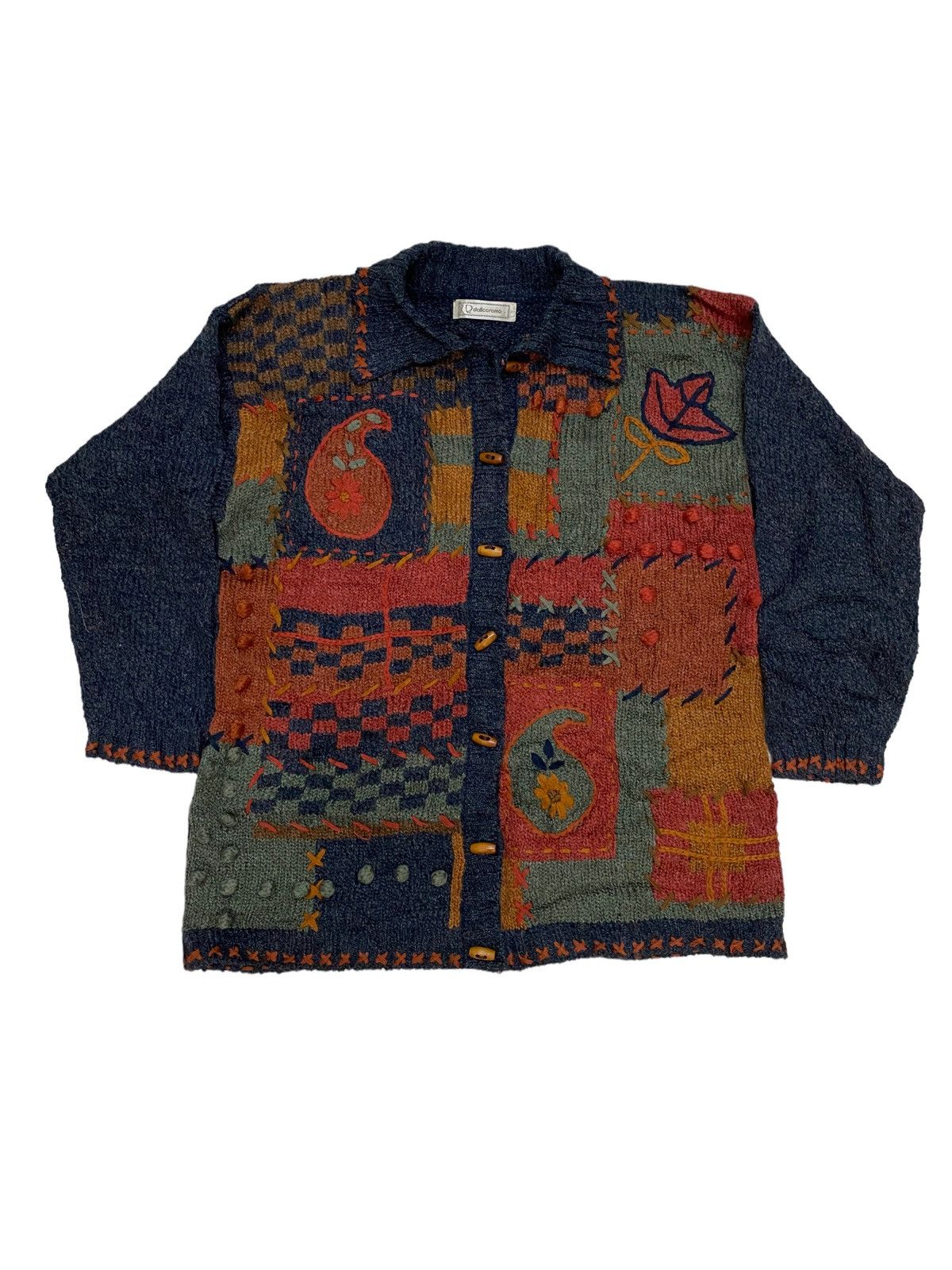Japanese Brand × Native × Vintage Vintage Japanese Traditional Stitched Knitwear Cardigan Size US M / EU 48-50 / 2 - 1 Thumbnail