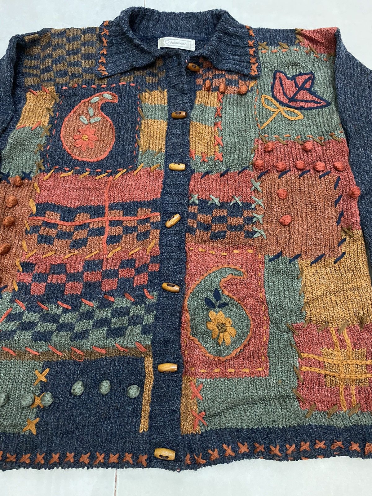 Japanese Brand × Native × Vintage Vintage Japanese Traditional Stitched Knitwear Cardigan Size US M / EU 48-50 / 2 - 3 Thumbnail