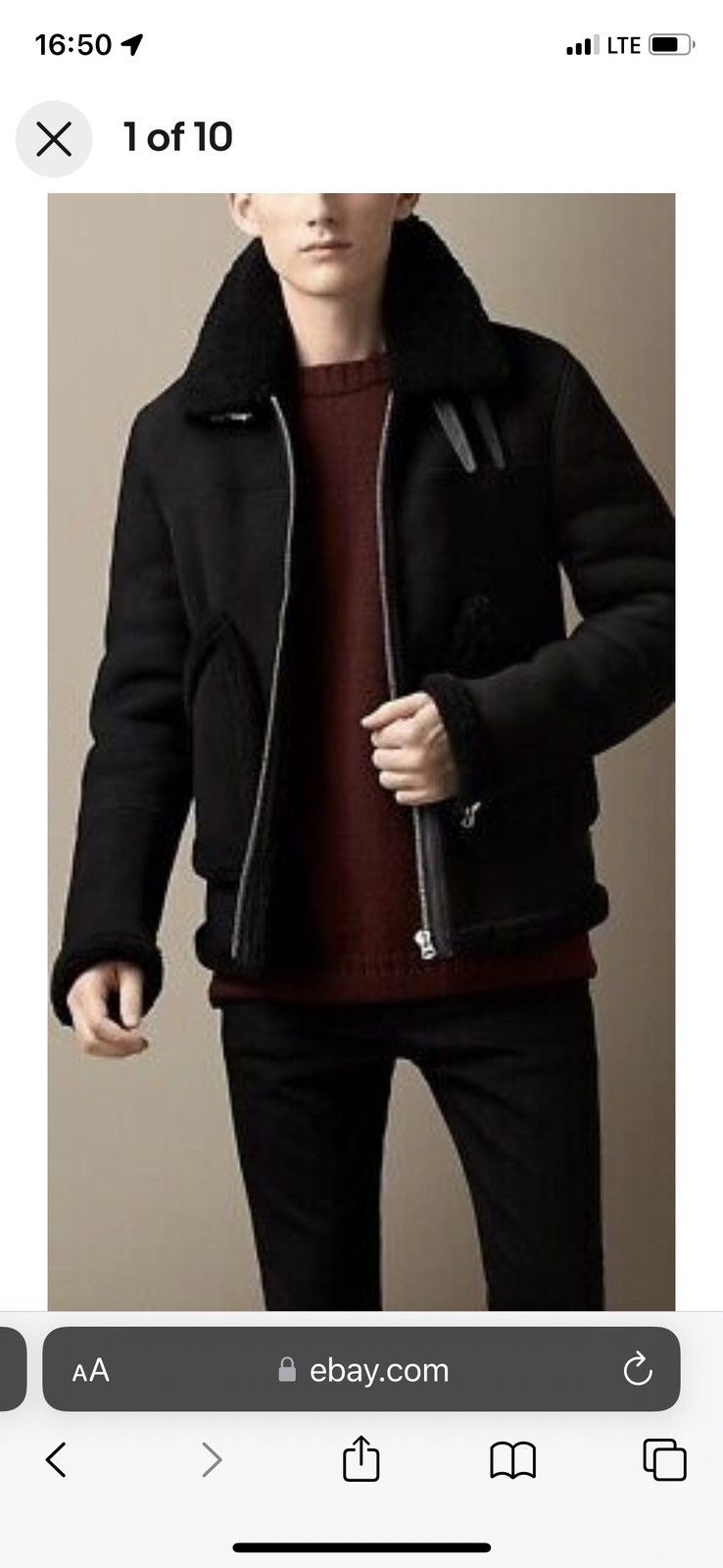 Burberry shearling bomber jacket mens deals