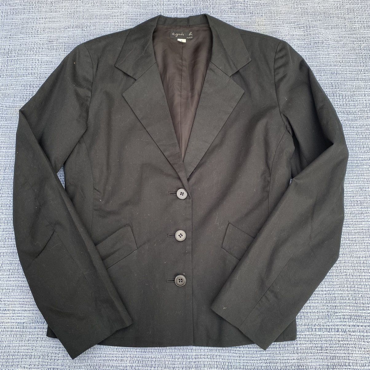 image of Agnes B Black Cotton Blazer, Women's (Size Small)