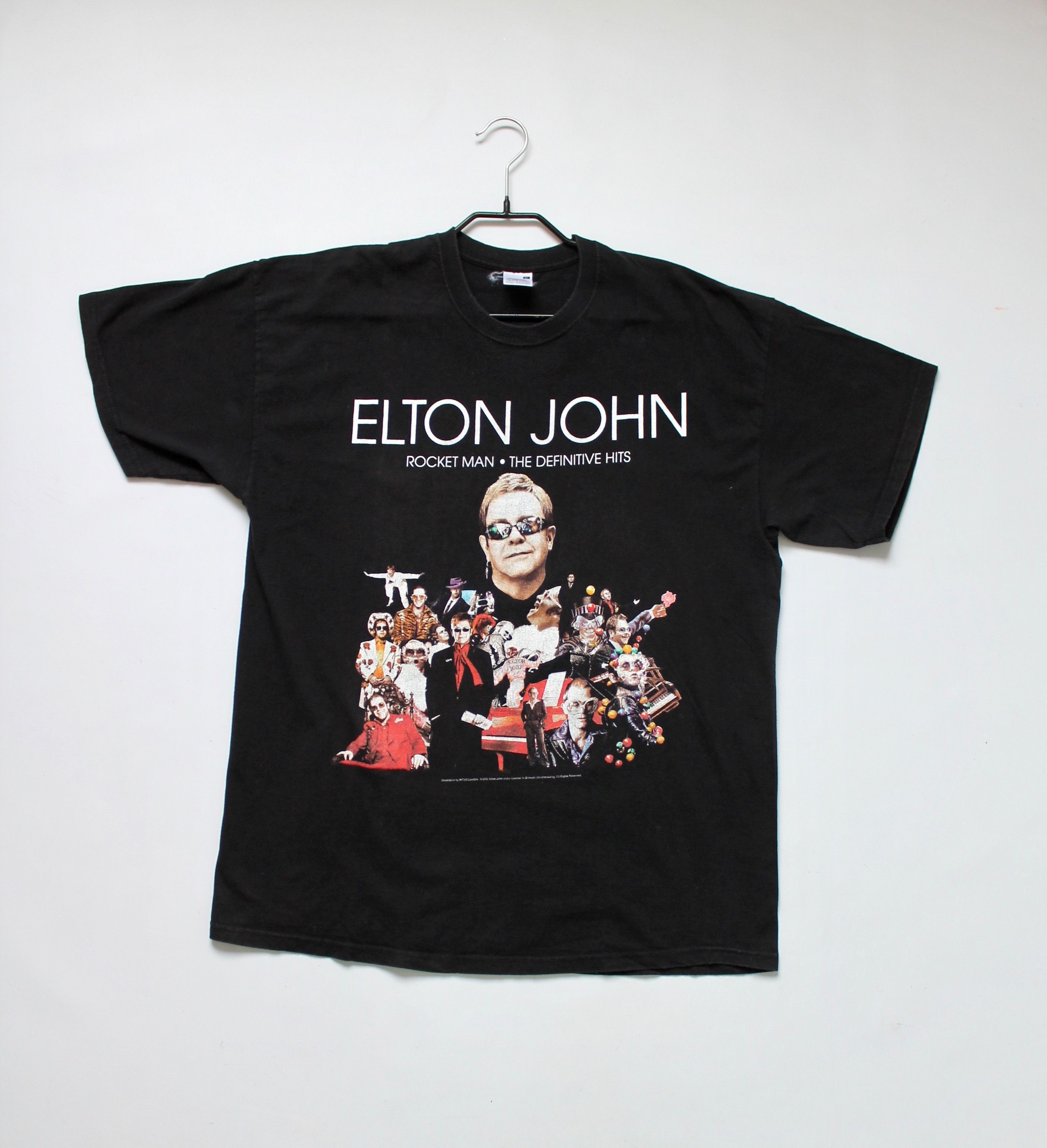Band Tees 2007 Vintage Elton John Tour T Shirt World Faded black Size US XL / EU 56 / 4 - 11 Thumbnail