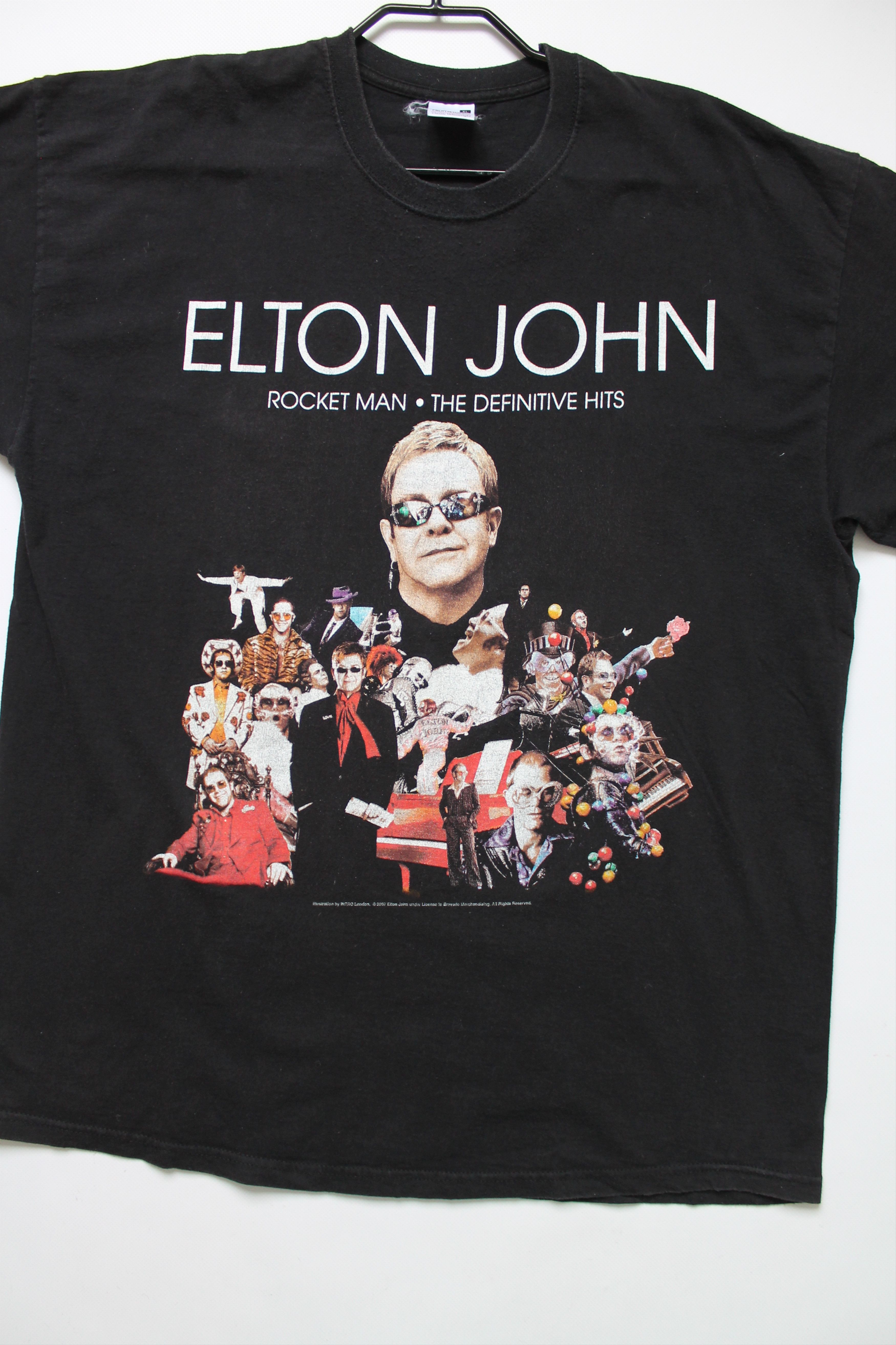 Band Tees 2007 Vintage Elton John Tour T Shirt World Faded black Size US XL / EU 56 / 4 - 12 Thumbnail