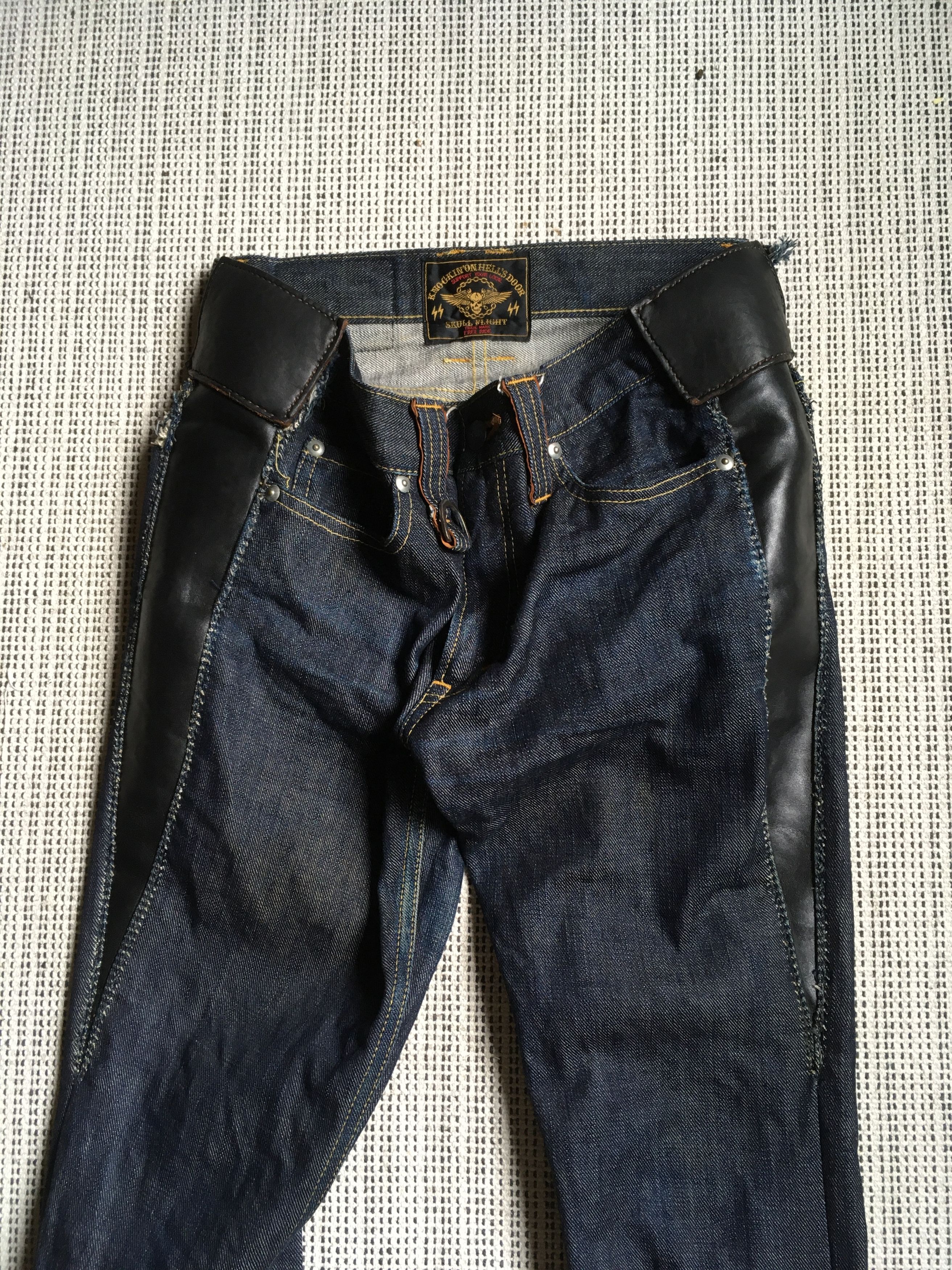 Japanese Brand Skull Flight Denim biker/motorcycle flare jeans Size US 30 / EU 46 - 6 Thumbnail