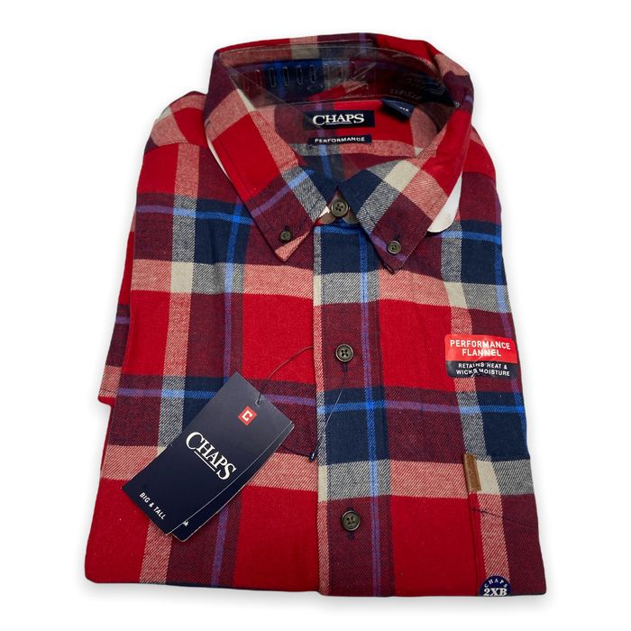 chaps-chaps-performance-flannel-red-blue-plaid-shirt-new-nwt-2xb-grailed