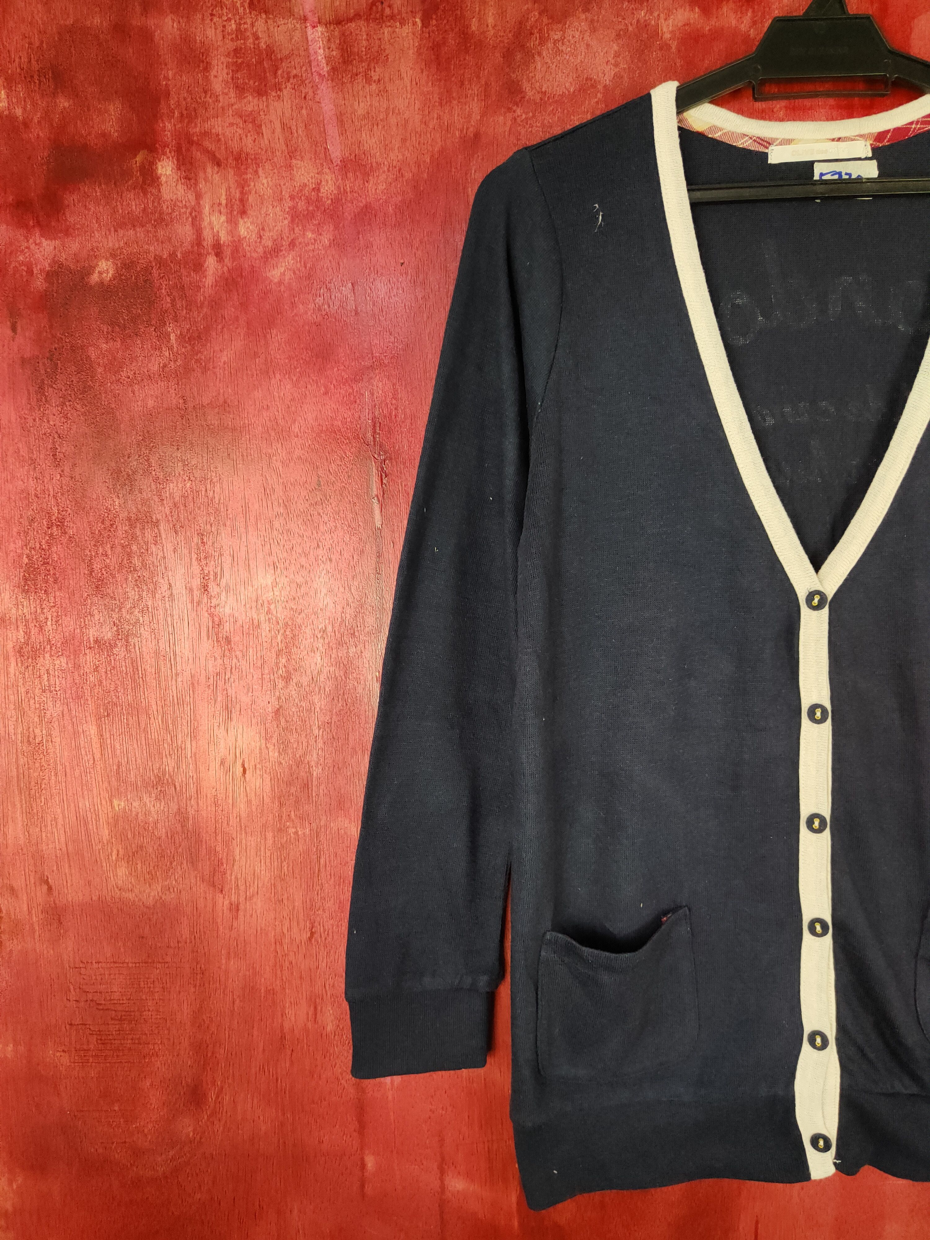Japanese Brand Olive des Olive Dark Blue Cardigan #5770 Size M / US 6-8 / IT 42-44 - 3 Thumbnail