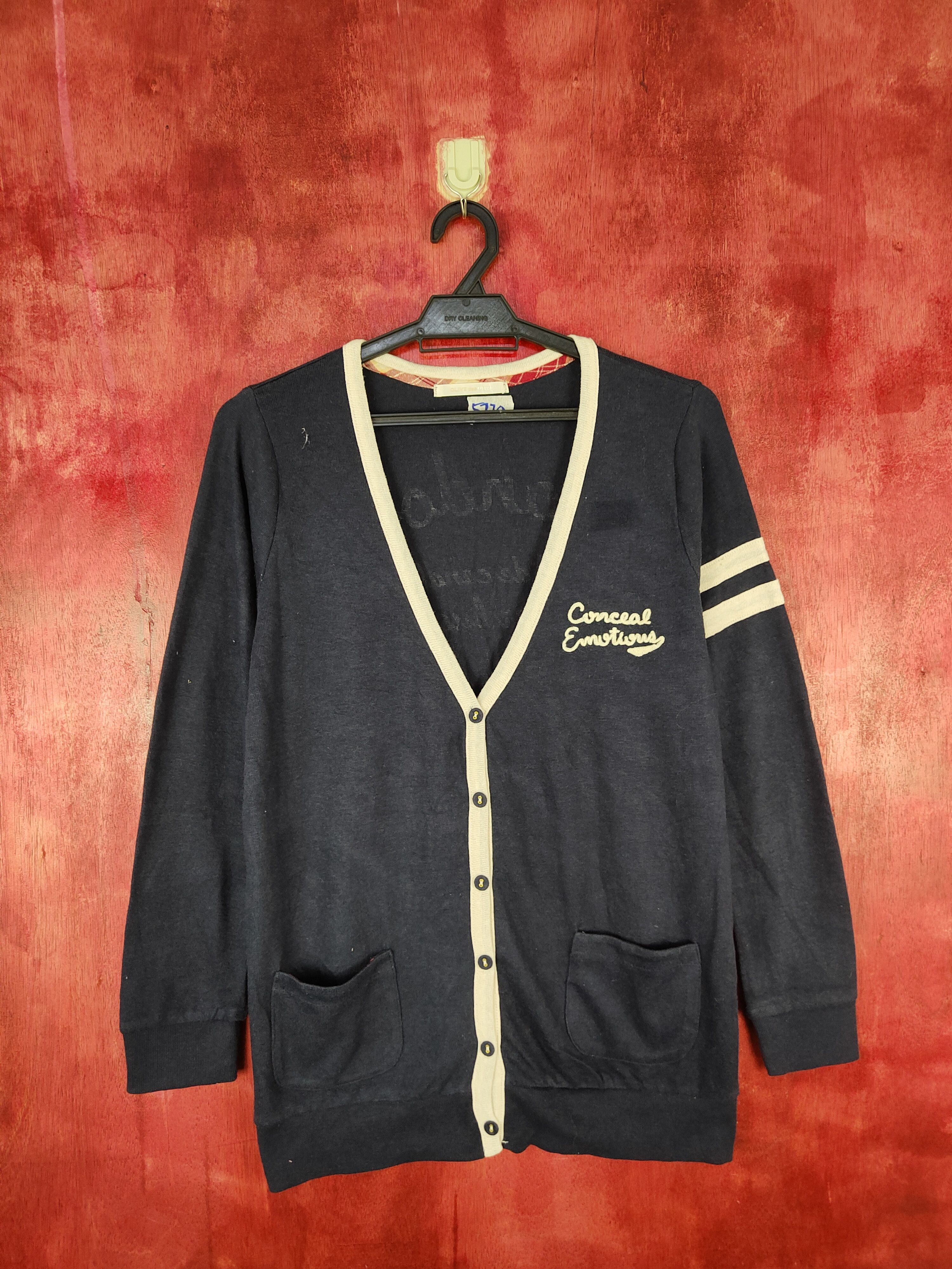 Japanese Brand Olive des Olive Dark Blue Cardigan #5770 Size M / US 6-8 / IT 42-44 - 1 Thumbnail