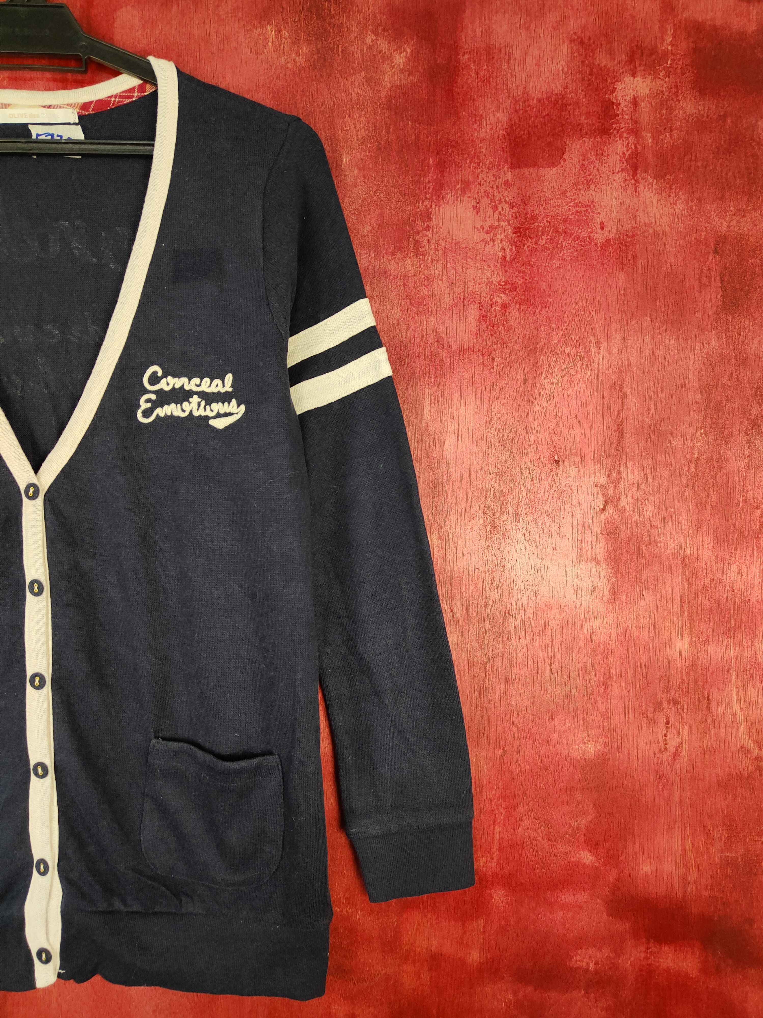 Japanese Brand Olive des Olive Dark Blue Cardigan #5770 Size M / US 6-8 / IT 42-44 - 6 Thumbnail