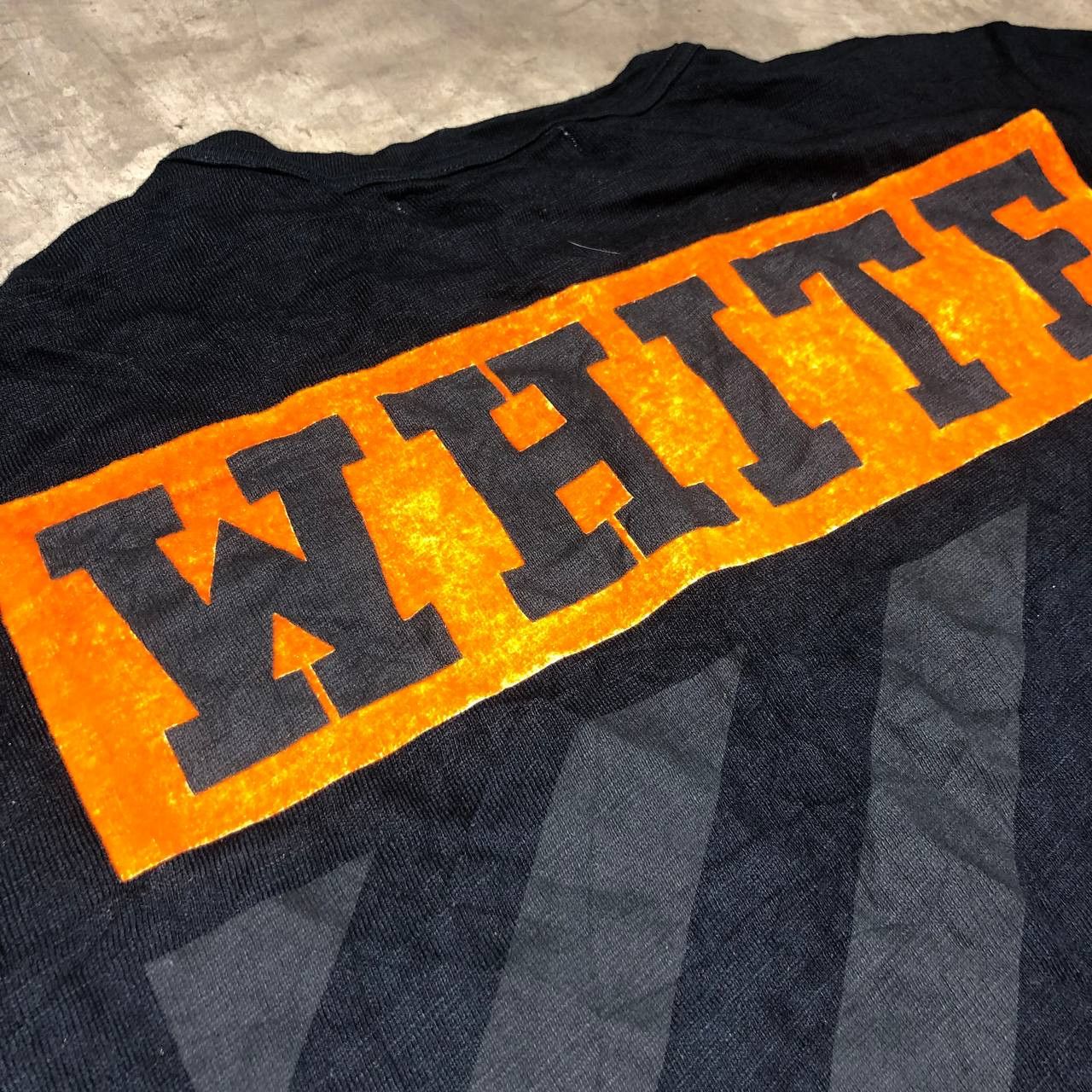 Off-White orange Box Logo velvet Diagonal Tee