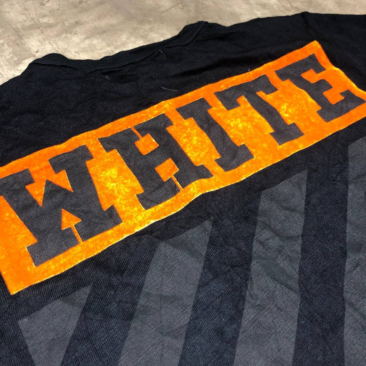 Off-White orange Box Logo velvet Diagonal Tee