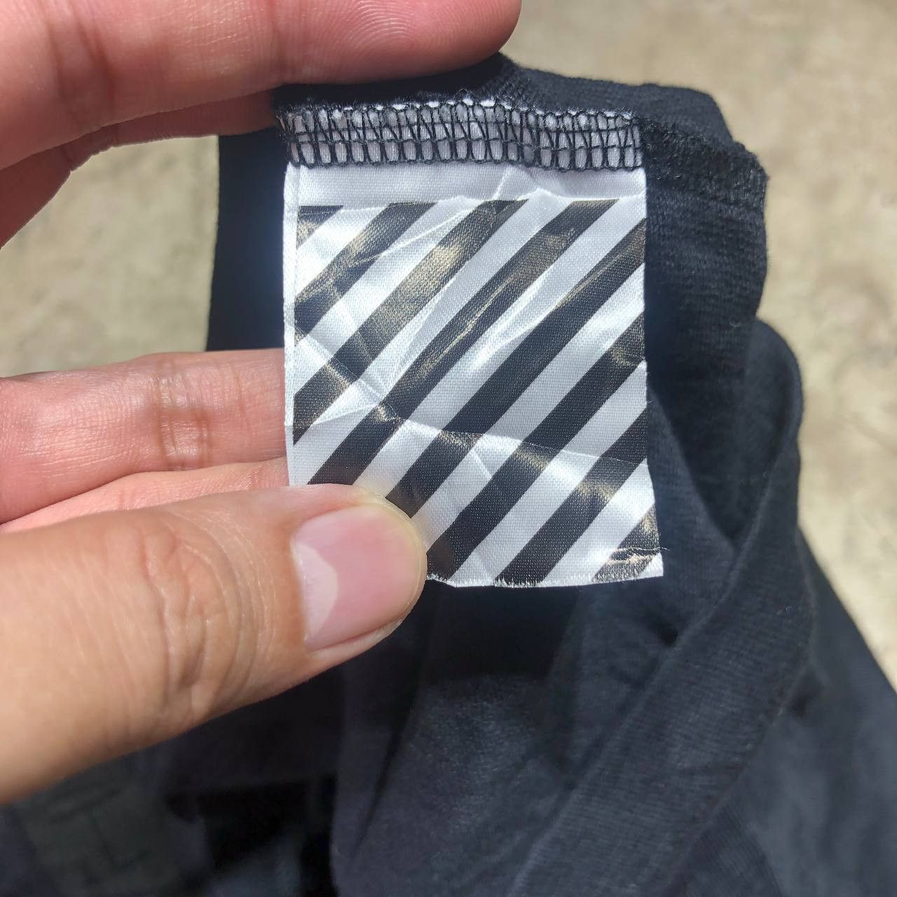 Off-White orange Box Logo velvet Diagonal Tee