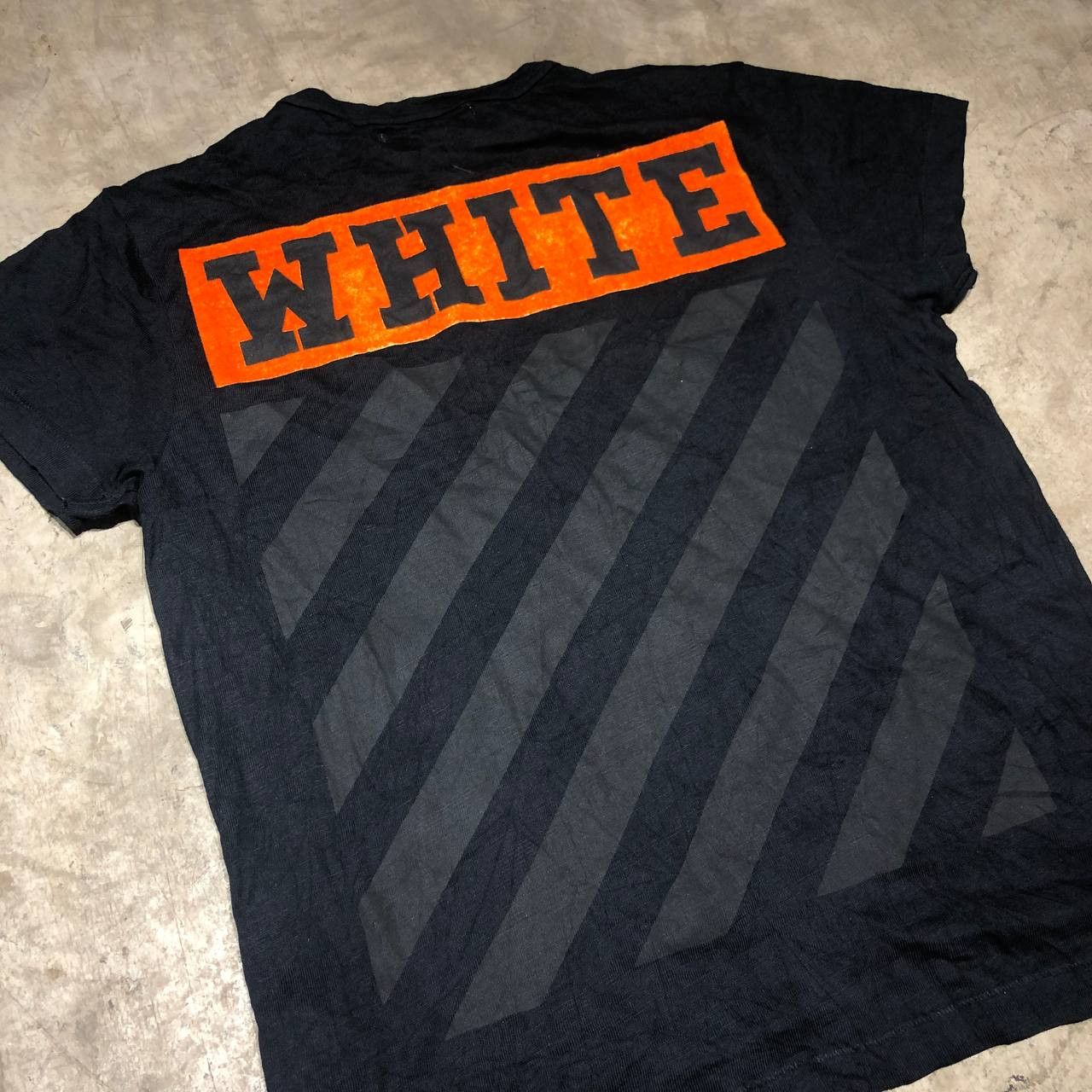 Off-White orange Box Logo velvet Diagonal Tee